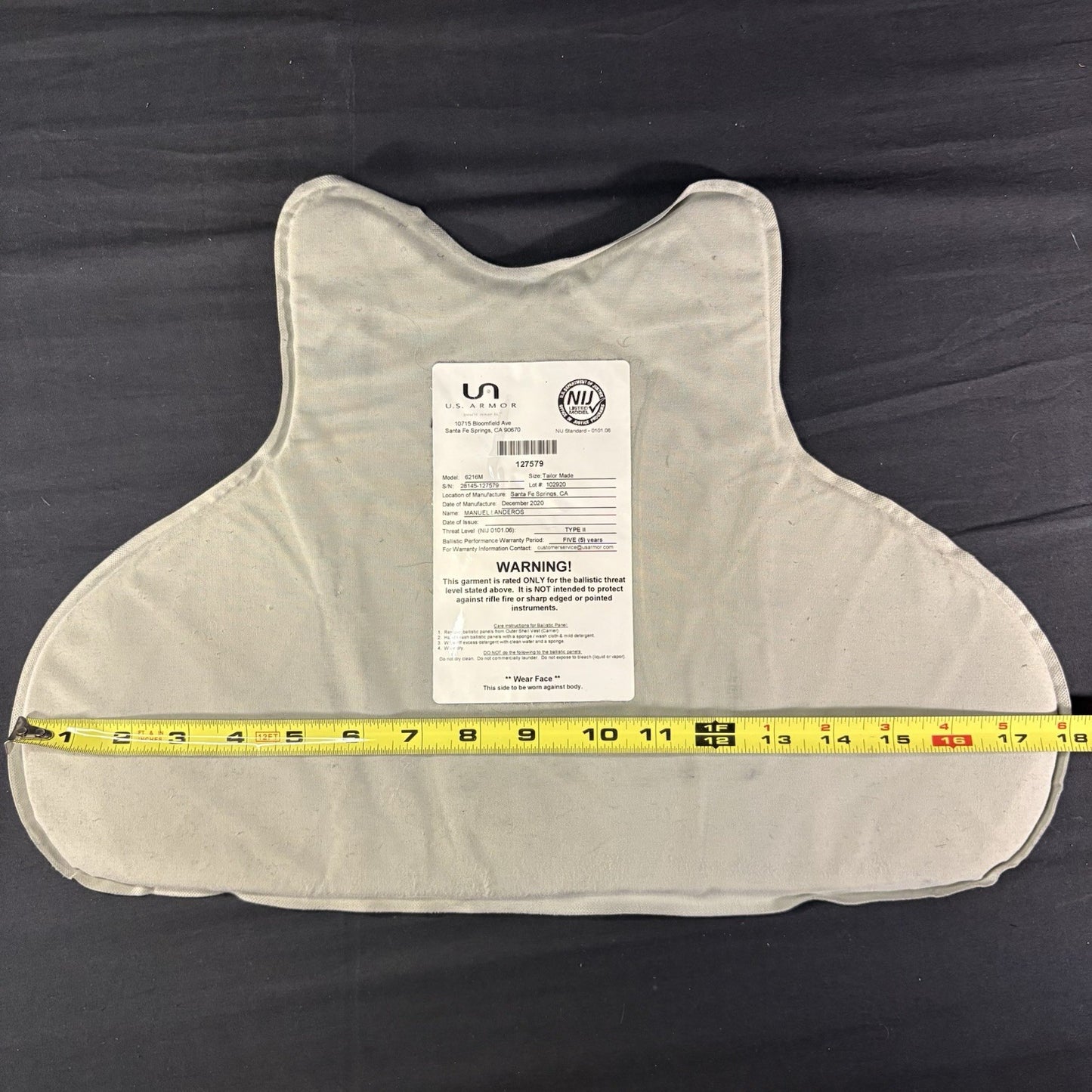 Level 2 (II) Bullet Proof Vest Size Small Concealable Vest 2020 US Armor Vest16