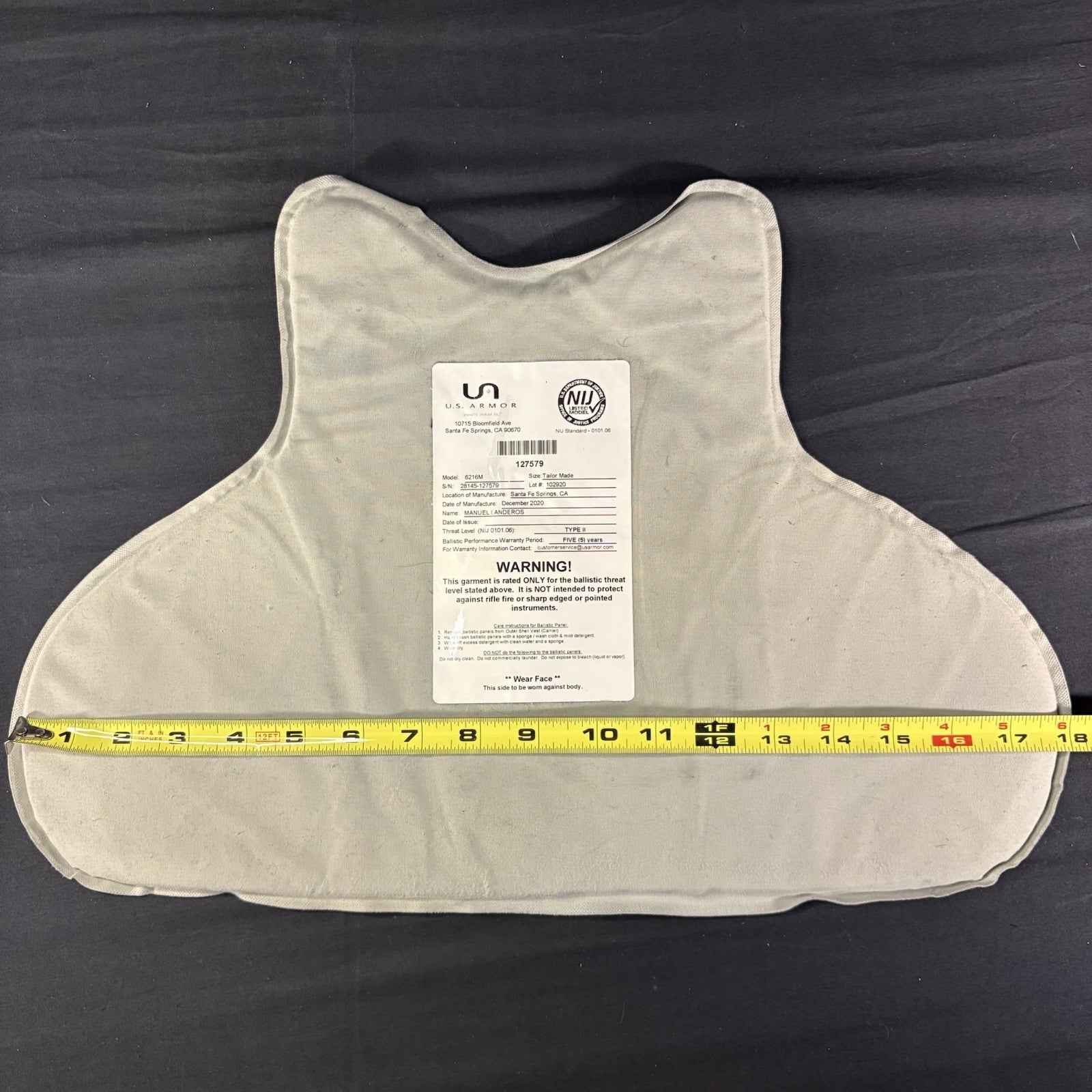 Level 2 (II) Bullet Proof Vest Size Small Concealable Vest 2020 US Armor Vest16
