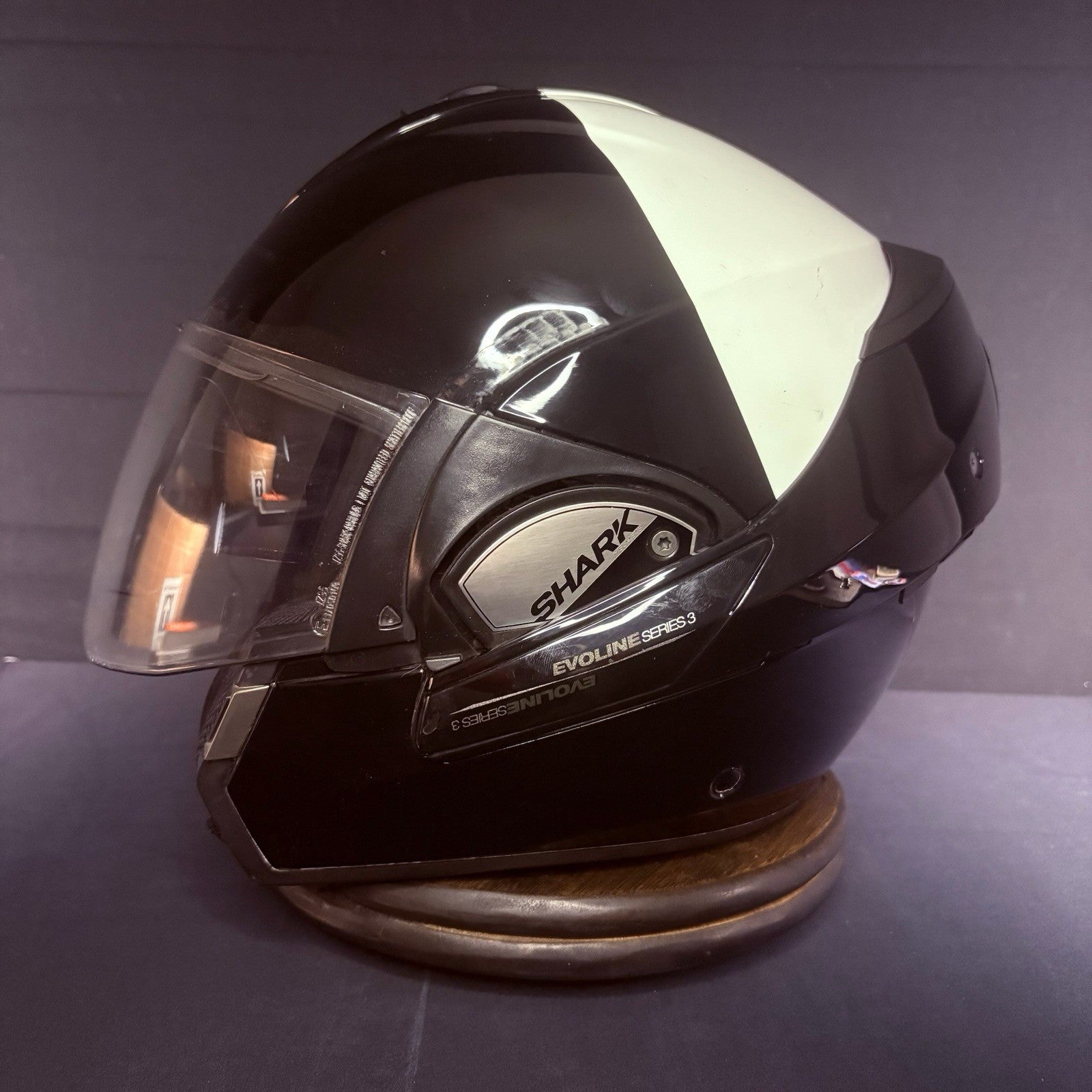 Shark Evoline S3 Motorcycle Helmet Size Large With Sun Visor Black/White5