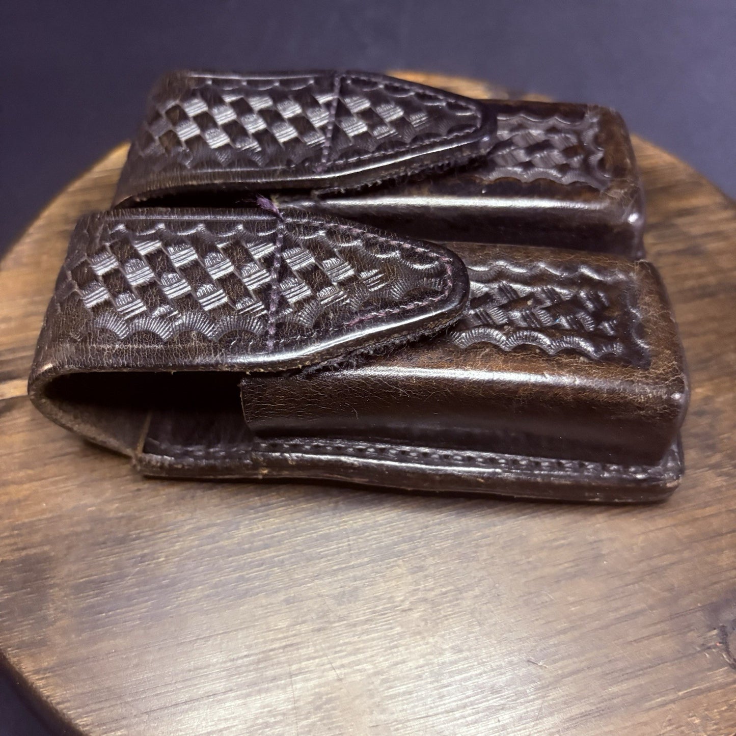 Gorgeous Tex Shoemaker GLOCK 21 Magazine Pouch Basketweave Leather (See Photos!)10