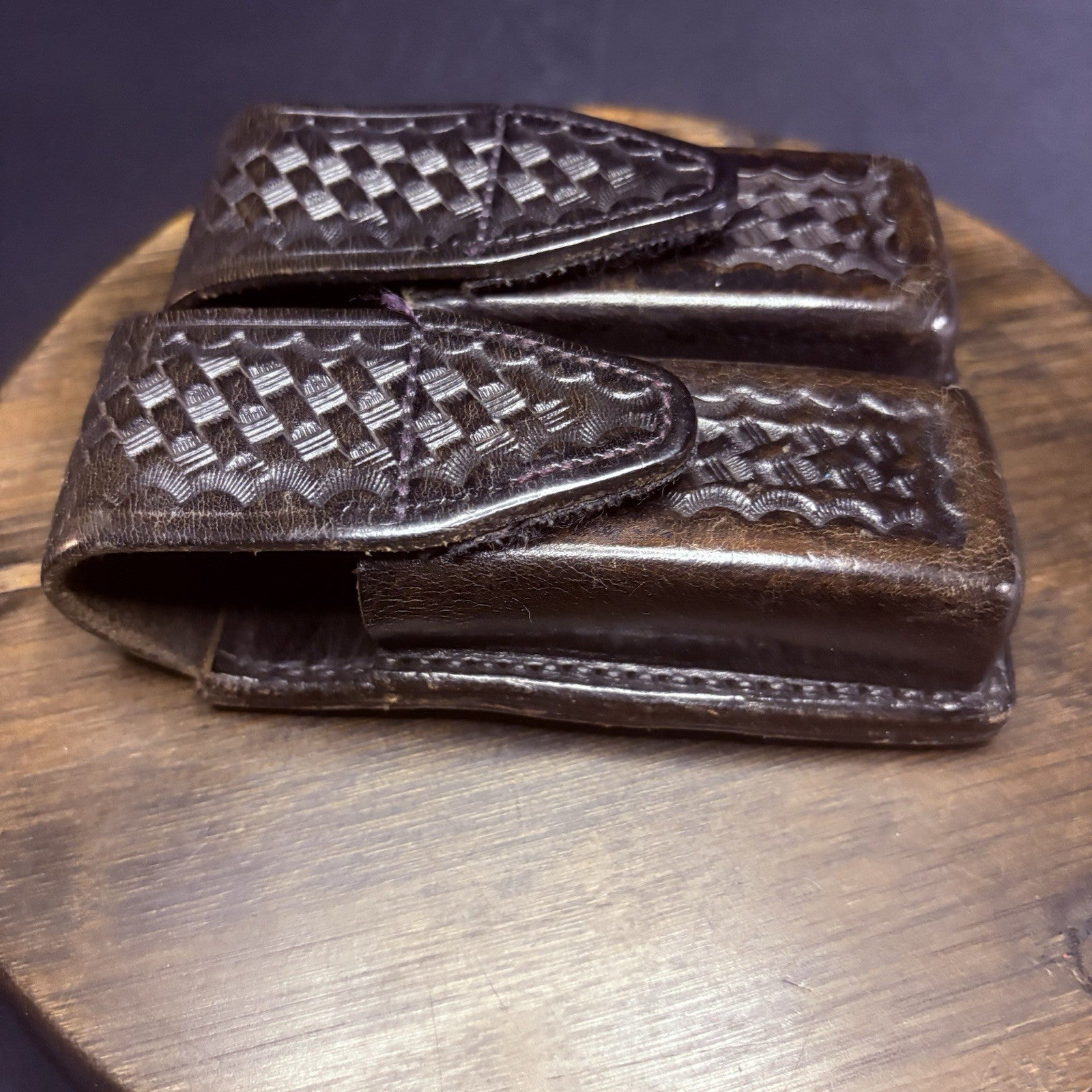 Gorgeous Tex Shoemaker GLOCK 21 Magazine Pouch Basketweave Leather (See Photos!)10
