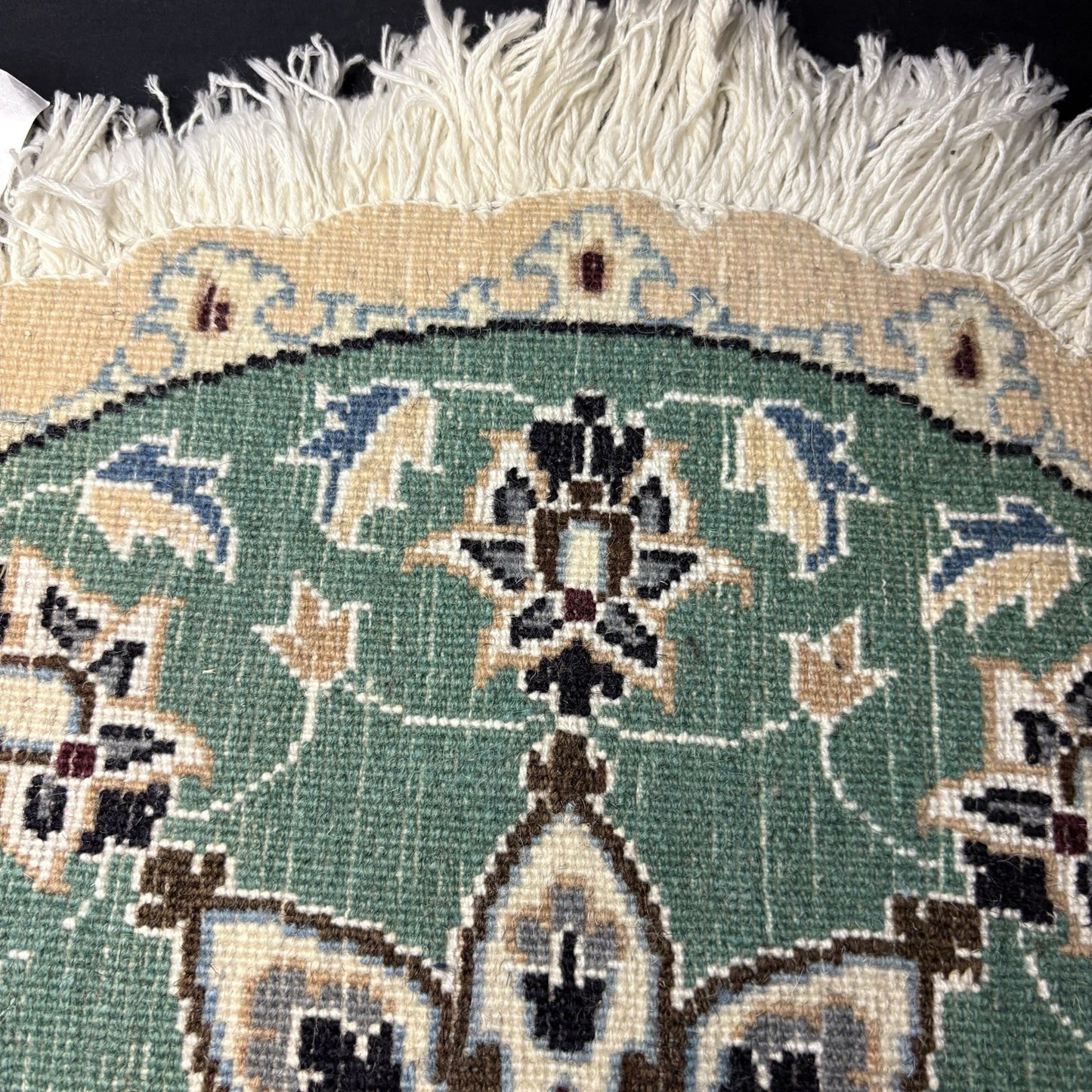 Round Rug Size 18”x18” Or 45cm Blue Medallion Hand Knotted Rug13