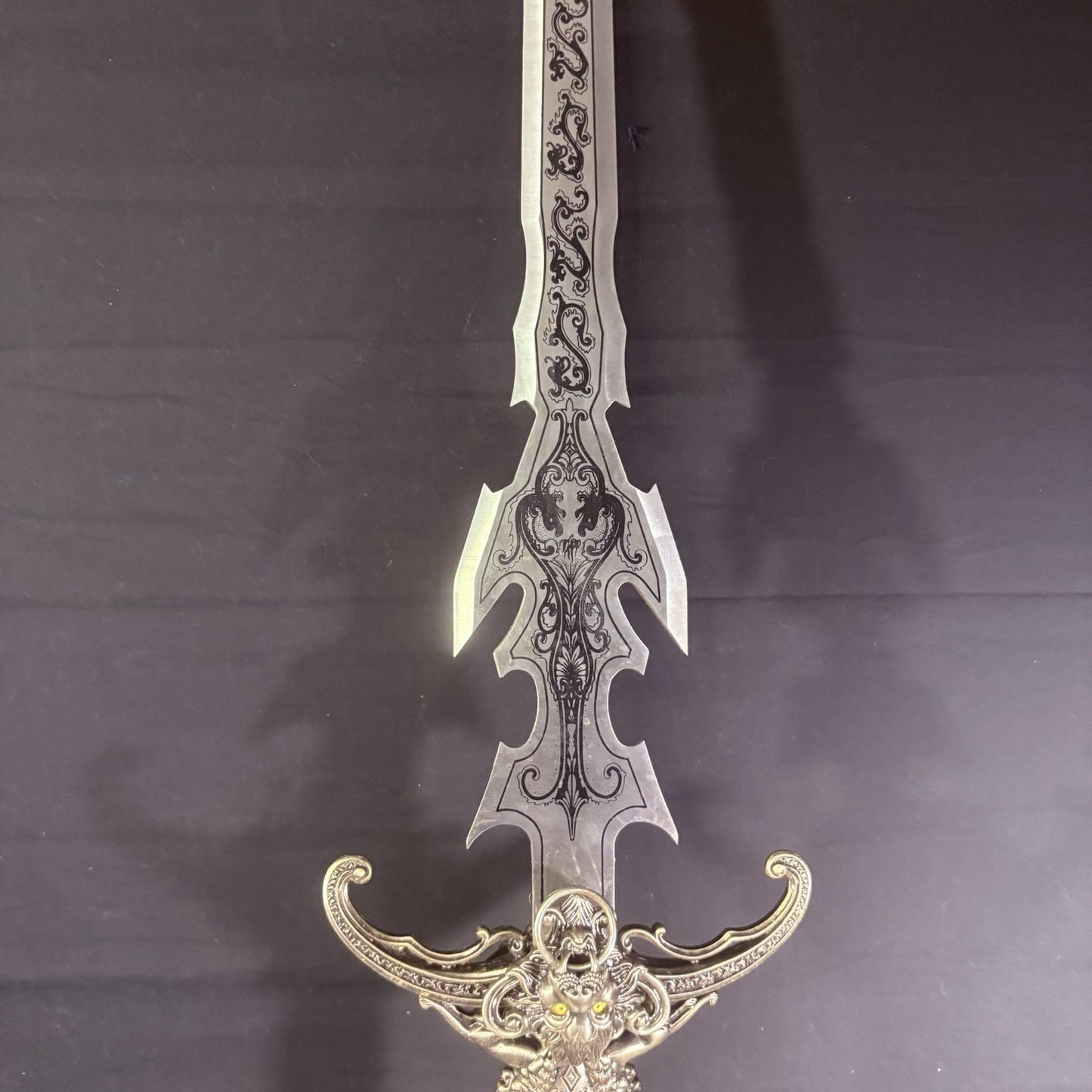 4-Headed Lion Sword 41" Beautifully Etched Blade w/ Rings For Hanging21