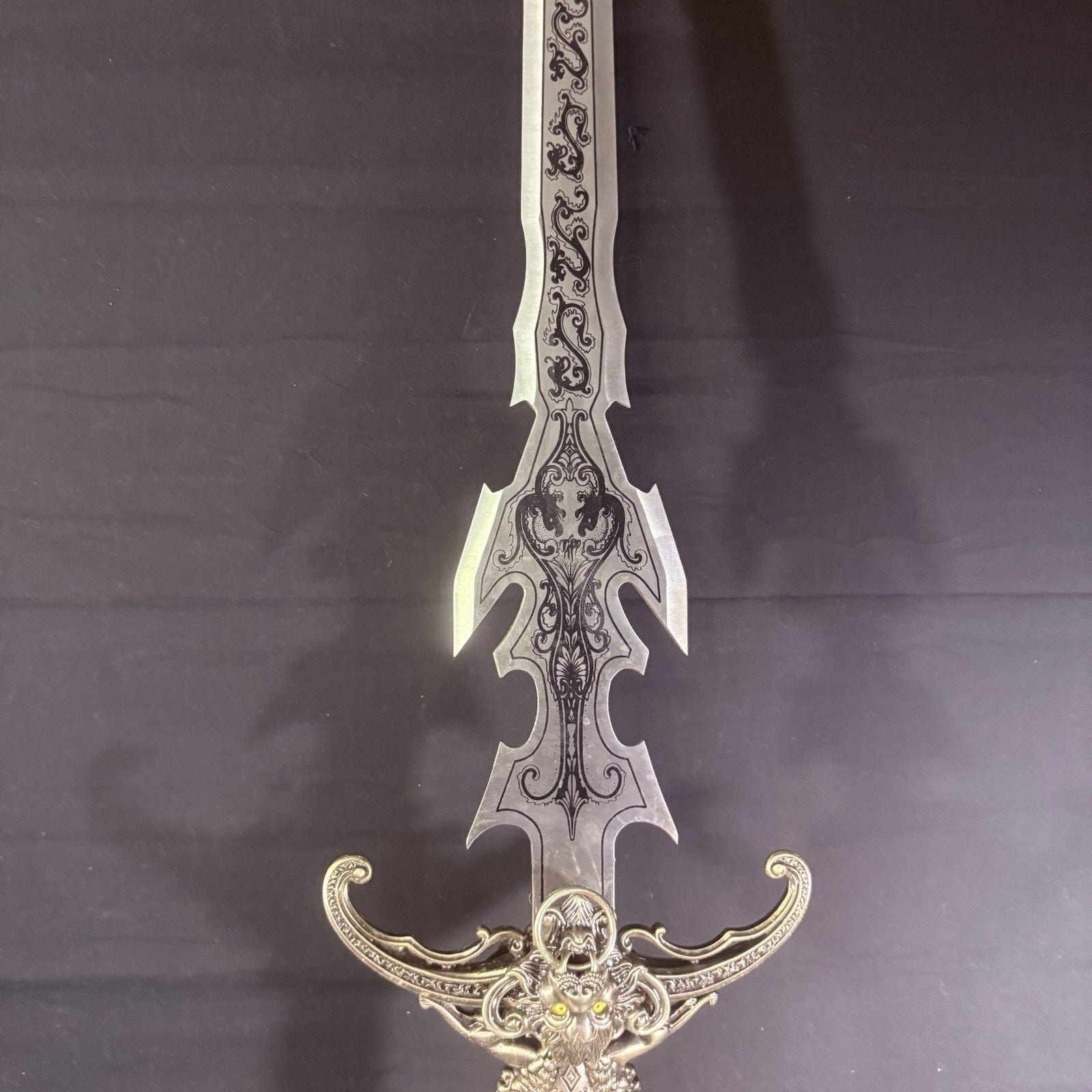 4-Headed Lion Sword 41" Beautifully Etched Blade w/ Rings For Hanging21