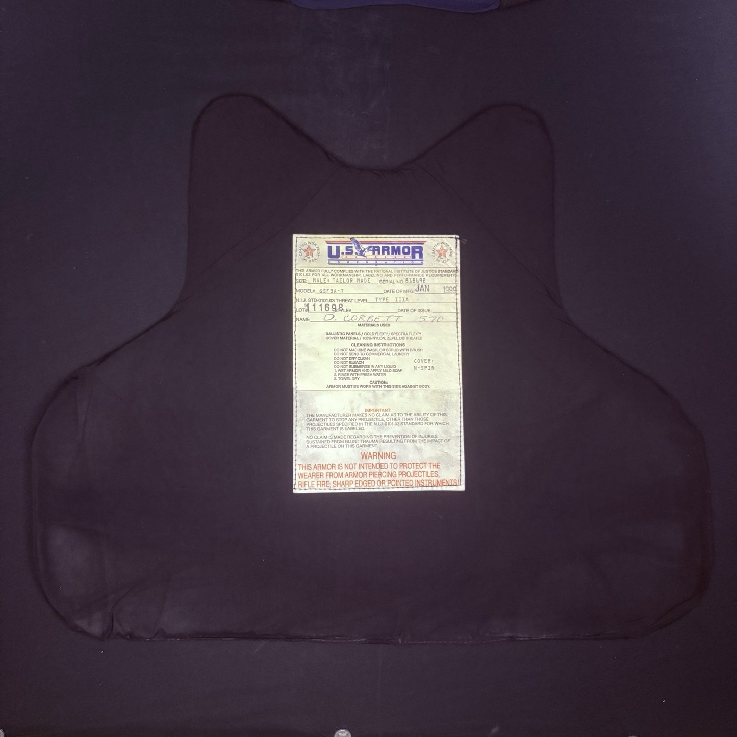 US Armor 3A Bullet Proof Vest Size Medium IIIA Concealable Ballistic Vest8