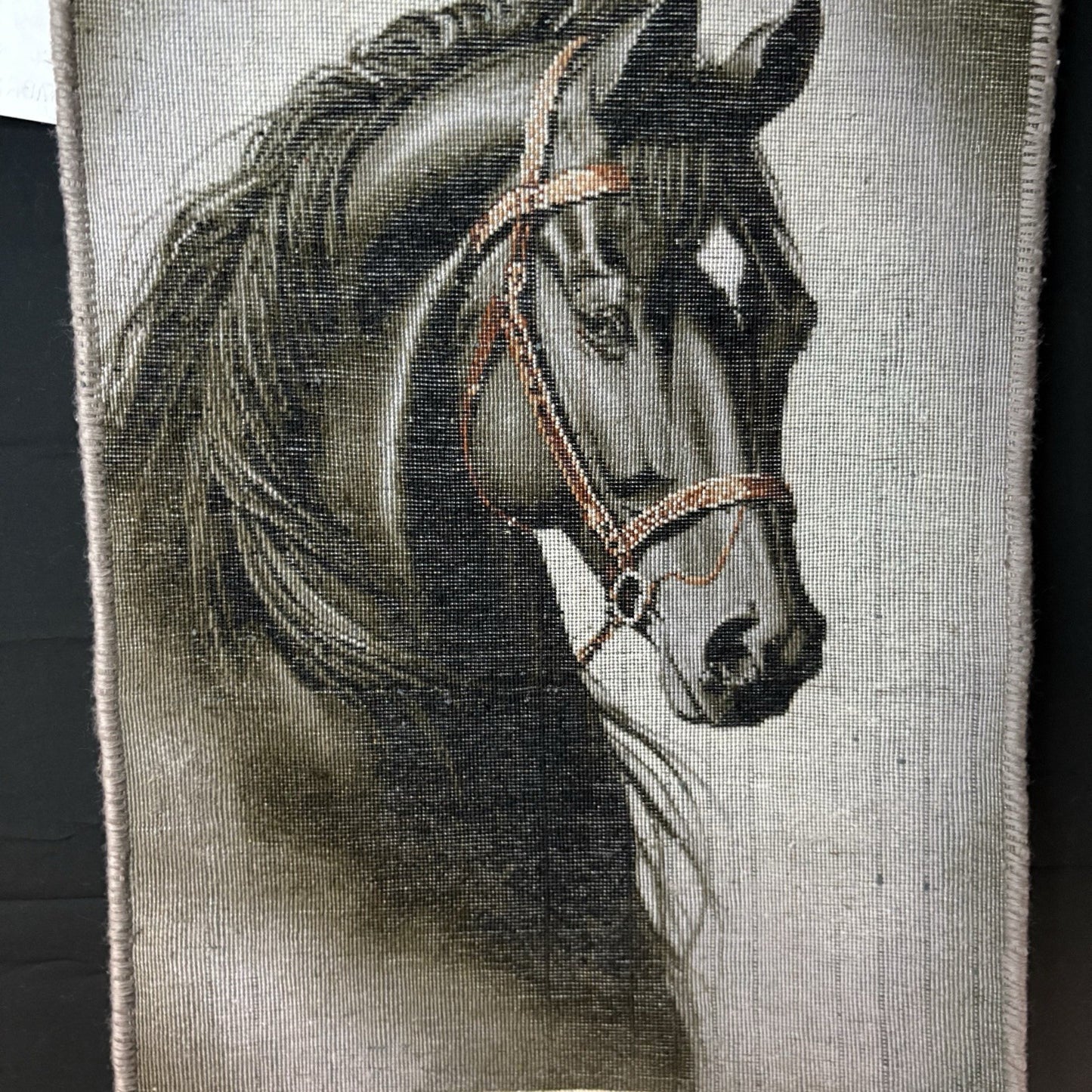 Pictorial Rug Hand Knotted Horse 22”x16” 55X40cm w/Rug Hangers17