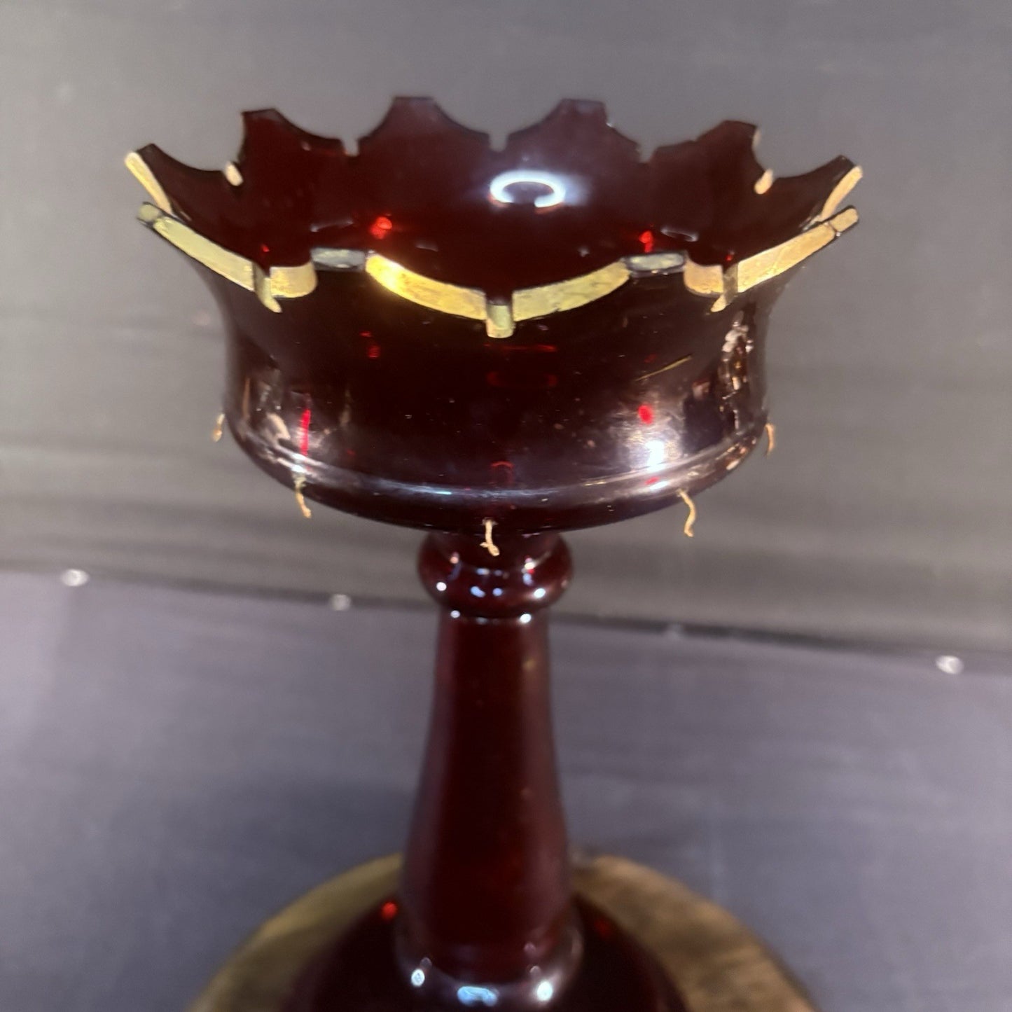 19th Century Bohemian Ruby Glass Mantle Luster 1860-1880 12" Tall 6" Diameter3