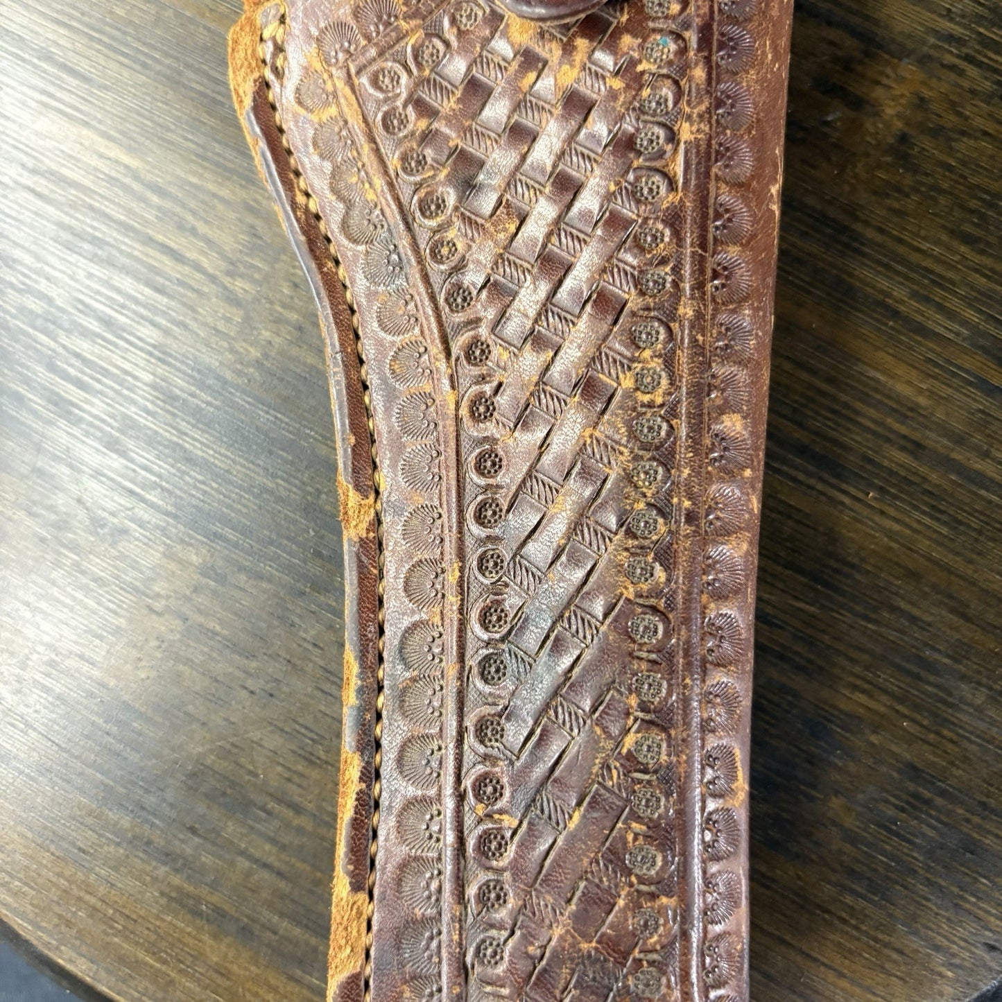 Vintage Chas. Blumel Hand Tooled Leather Revolver Holster2