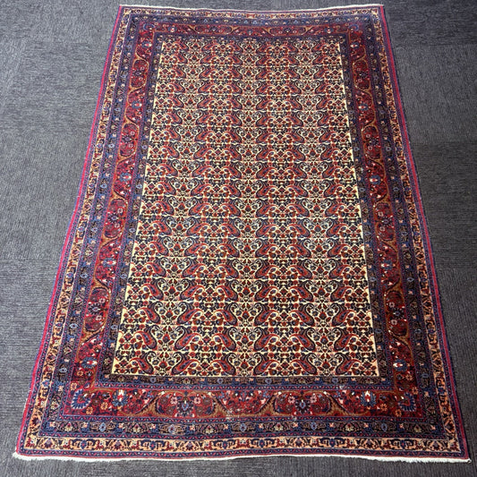 Antique 1910s Bidjar Hand Knotted Paisley Boteh Rug 5x7  342KPSI Natural Dye0