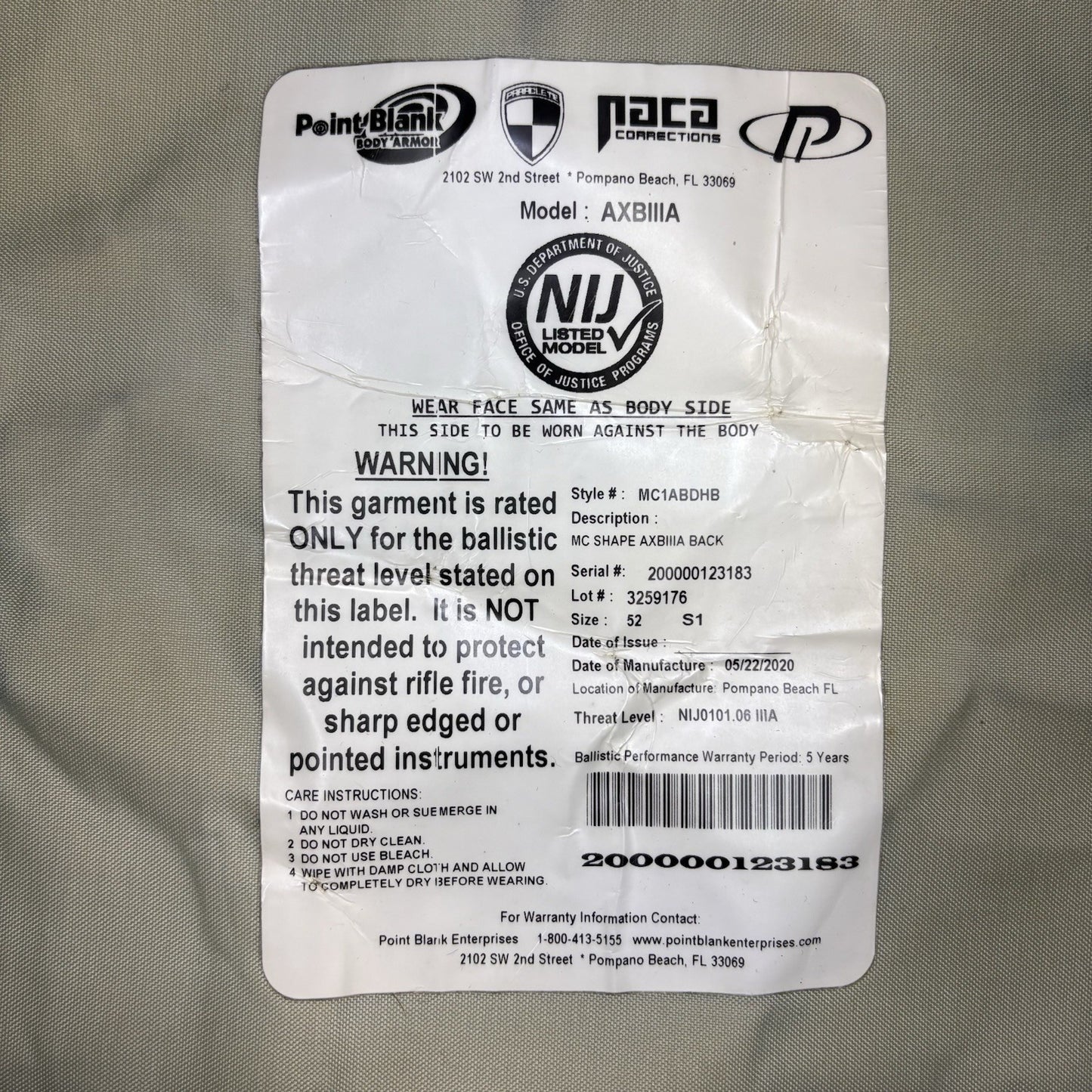 PB Armor Bullet Proof Vest 3A (IIIA) Size XL Short AXBIIIA ~2020~ Ballistic Vest11