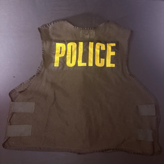 Police Black Safety Vest (Size Medium) Utility Vest w/ Badge & Pockets0