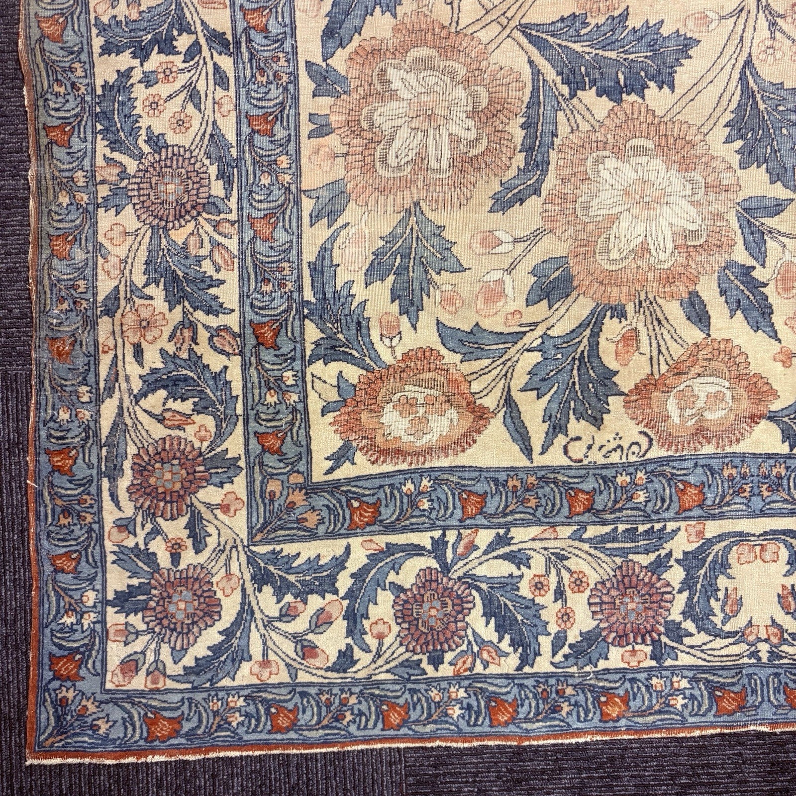 Semi-Antique Distressed  Hand Knotted Rug 5x7 Floral 306KPSI RARE Qomm Rug5