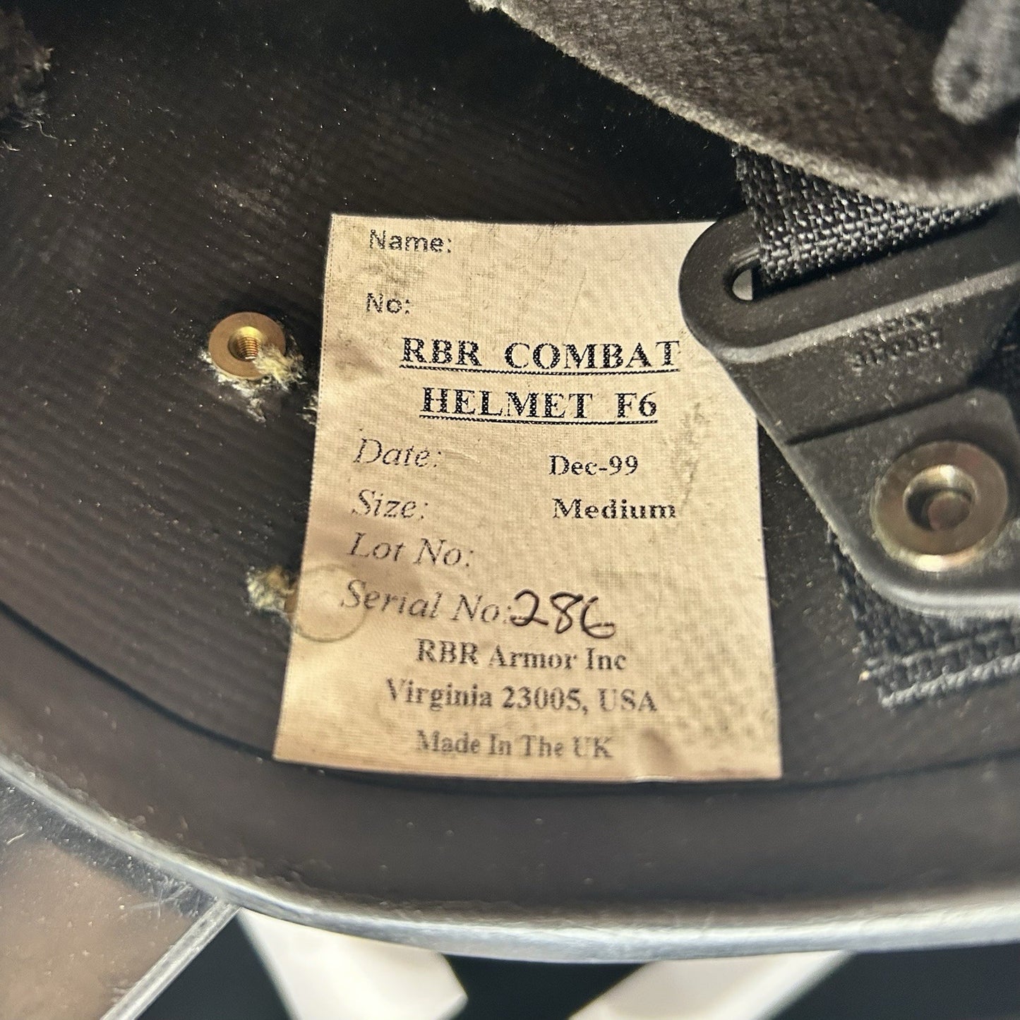 RBR Ballistic 3A (IIIA) Helmet (Size Medium) Made In USA Removable Face Shield7