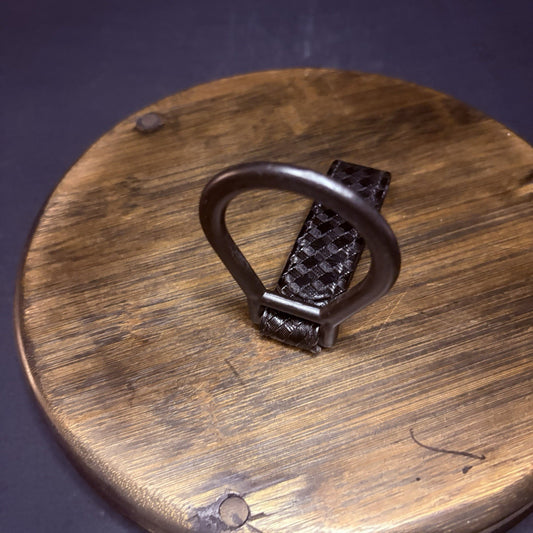 Bianchi Police Baton/ Flashlight Ring Holder Black Tooled Basket Weave Leather1