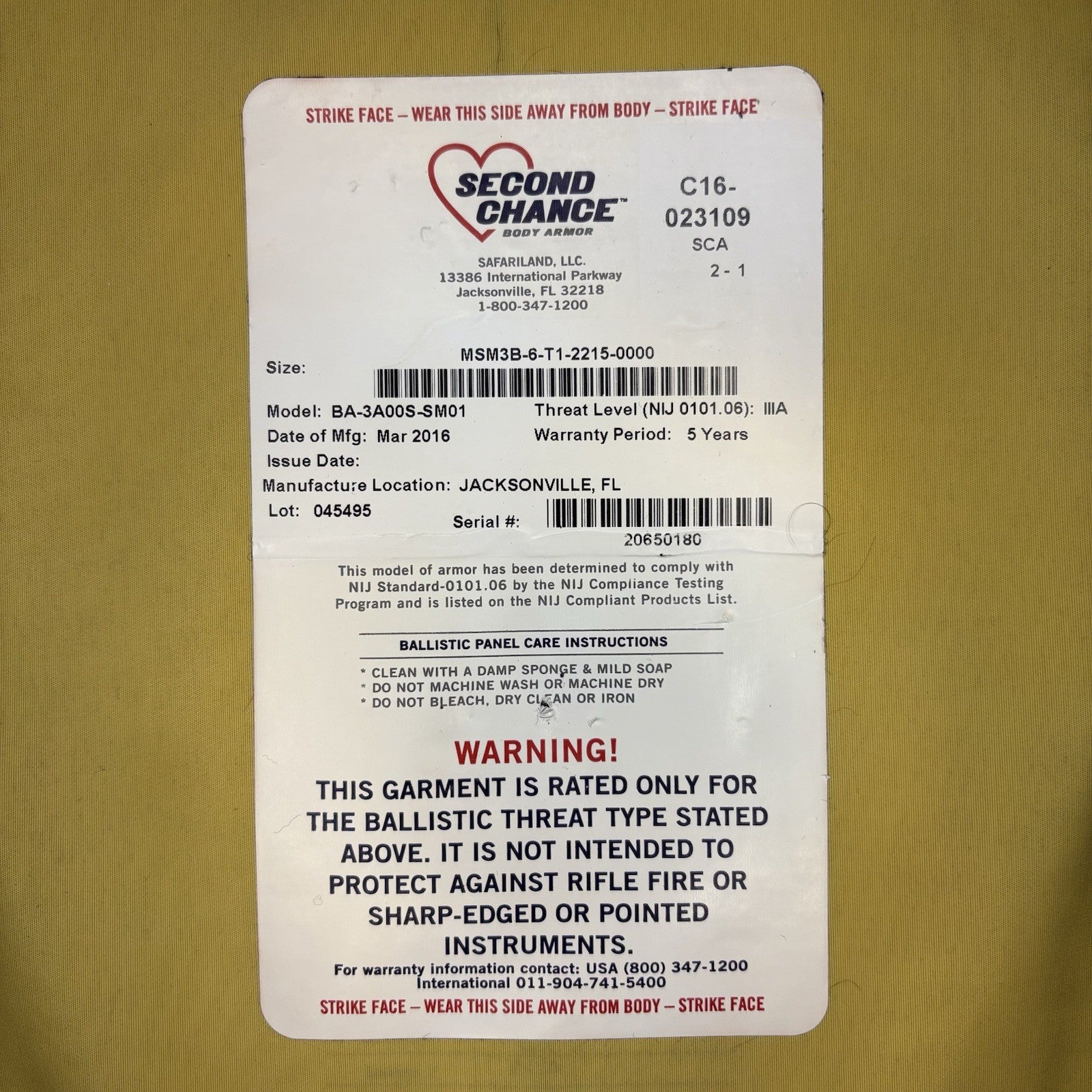 Second Chance 3A IIIA Bullet Proof Vest Size Large w/Trauma Plate Concealable10