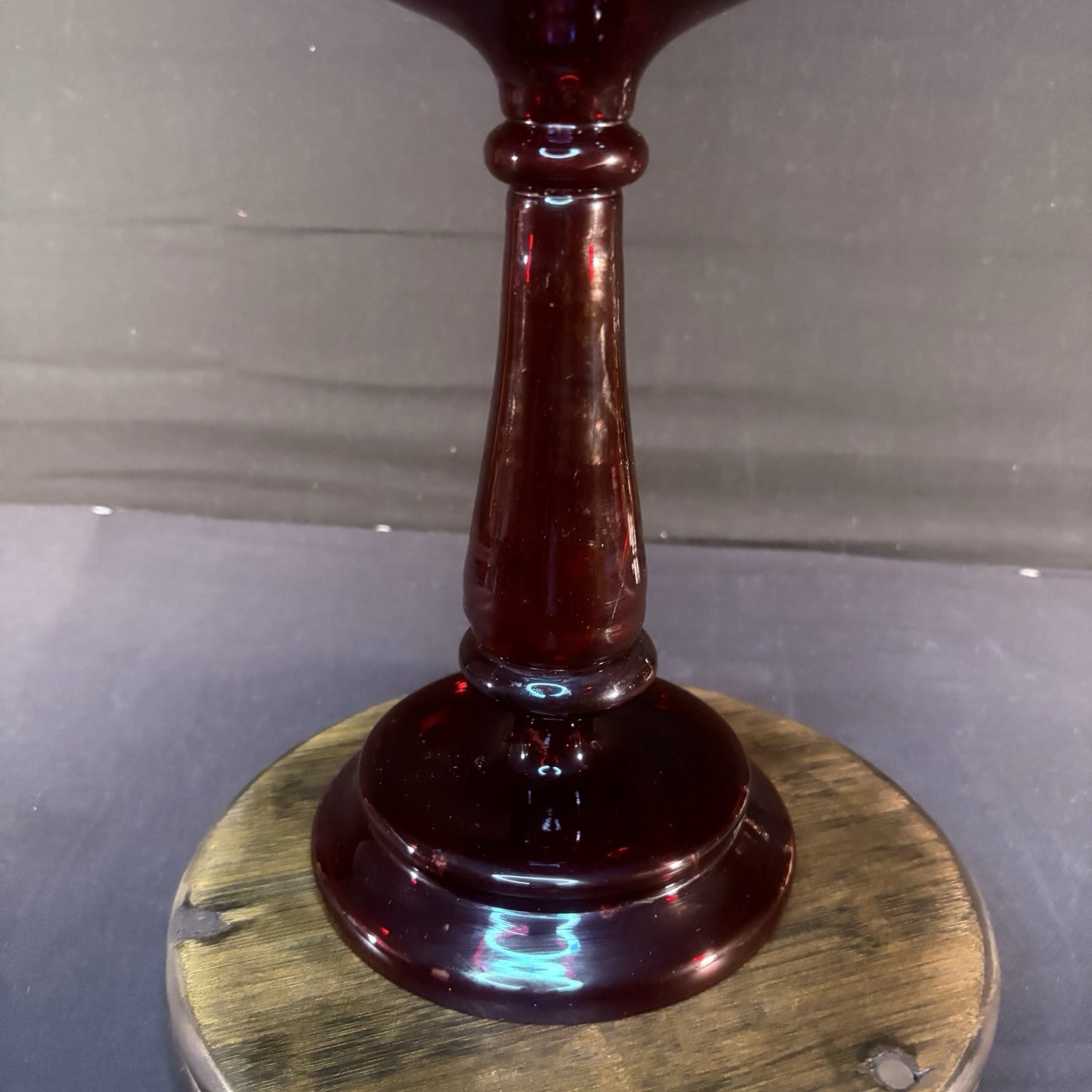 19th Century Bohemian Ruby Glass Mantle Luster 1860-1880 12" Tall 6" Diameter2