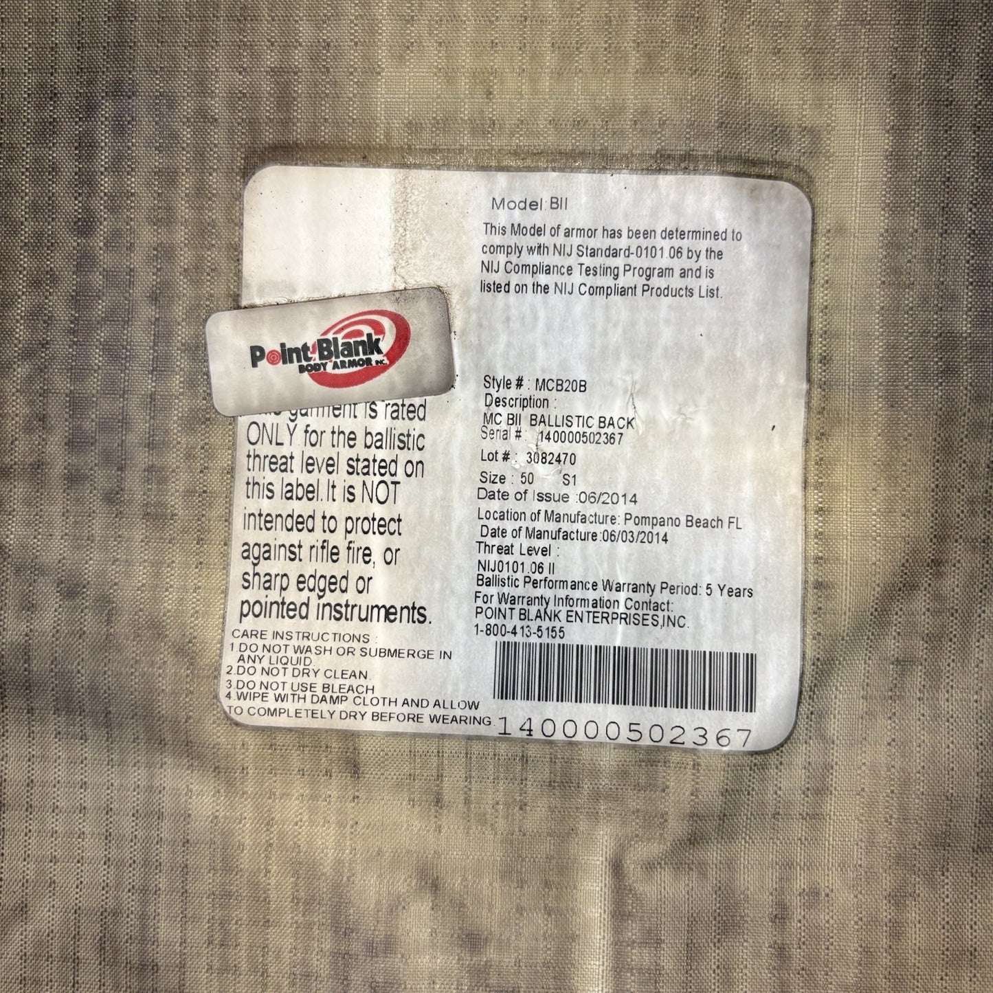 PB Level 2 II Bullet Proof Vest Size Large w/Trauma Plate Concealable Body Armor12