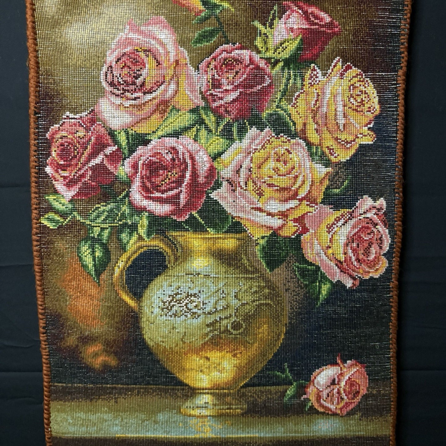 Persian Pictorial Rug Hand Knotted Flower 23”x15” 58X38cm w/Rug Hangers19