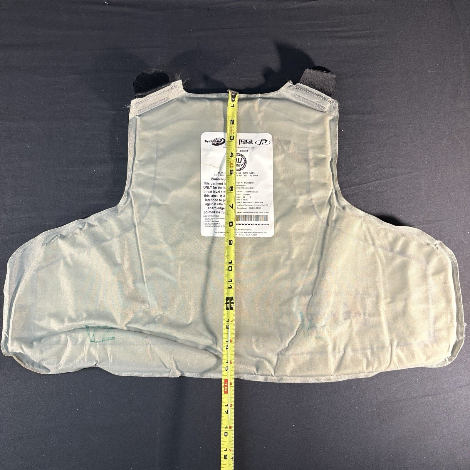PB AXIIIA Level 3A(IIIA) Armor Size X-Large w/Safariland V1 Overt Carrier Vest22