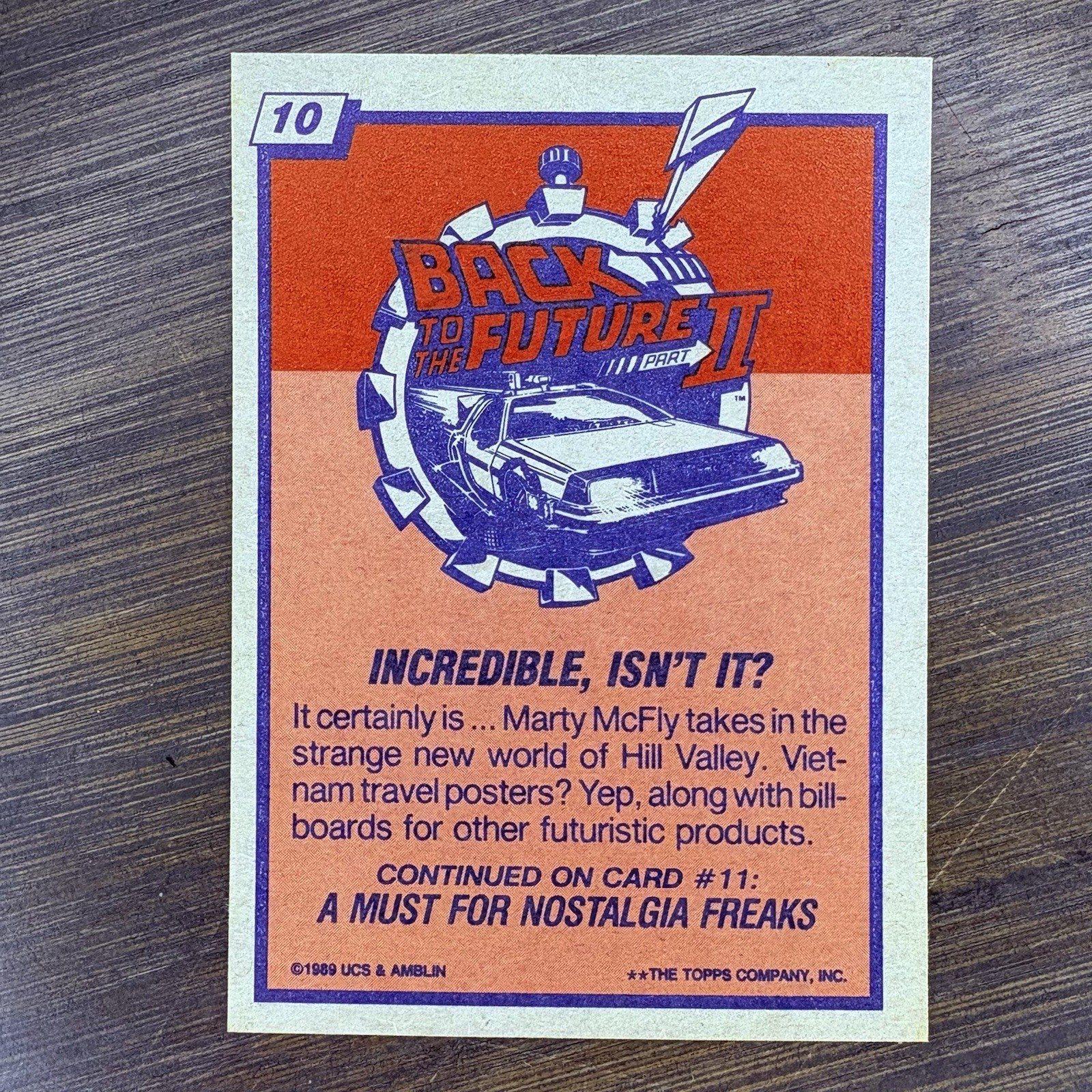 1989 Back to the Future #10 Topps Trading Card "Incredible, Isn't It?"1