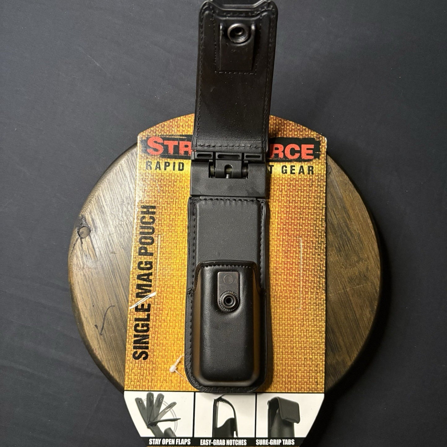 Leather Magazine Carrier ~Spring Loaded~ Pouch  .40, .357, 9mm Rapid Deployment1