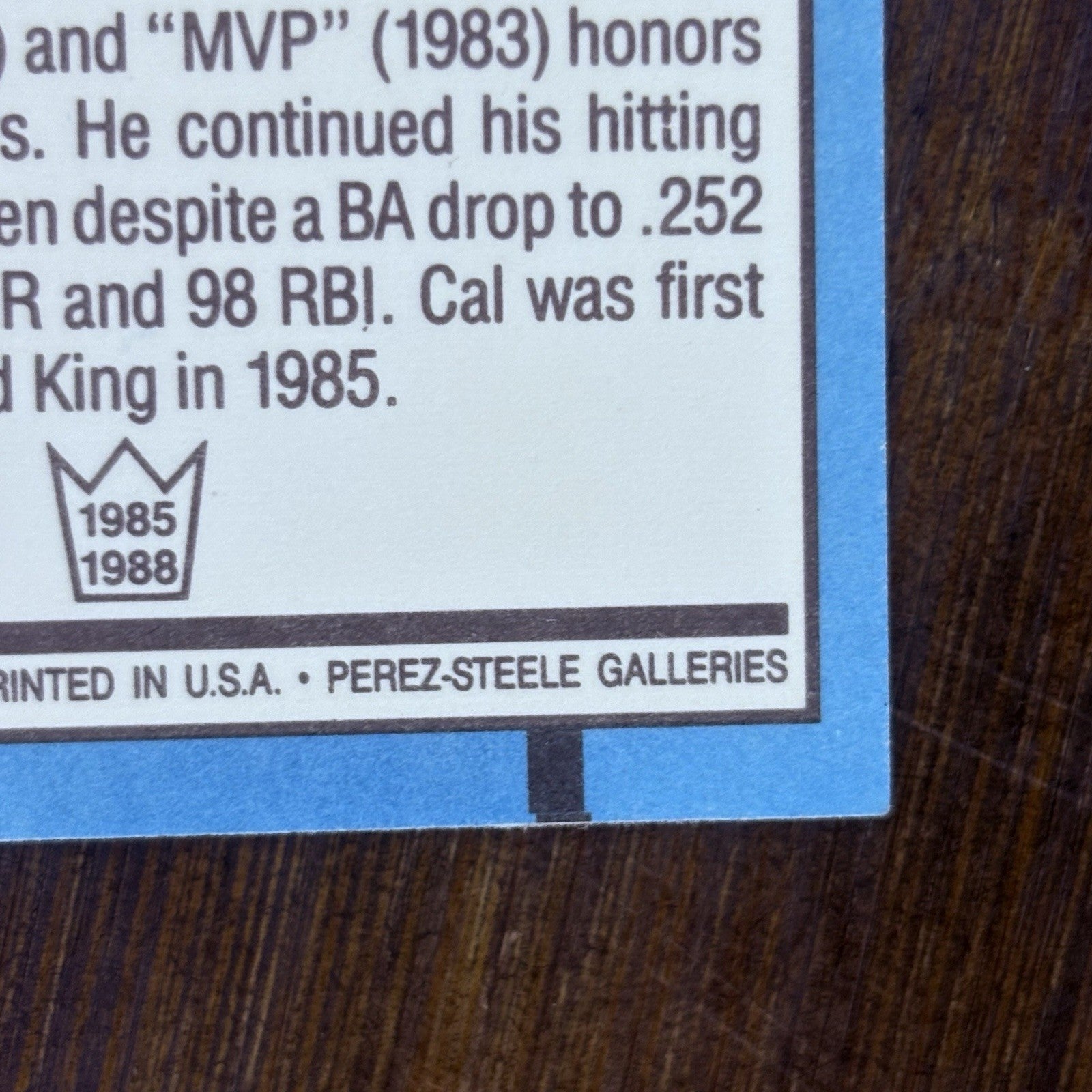 1988 Donruss Cal Ripken JR Error Diamond Kings#26 Card Multiple Error See Photos2