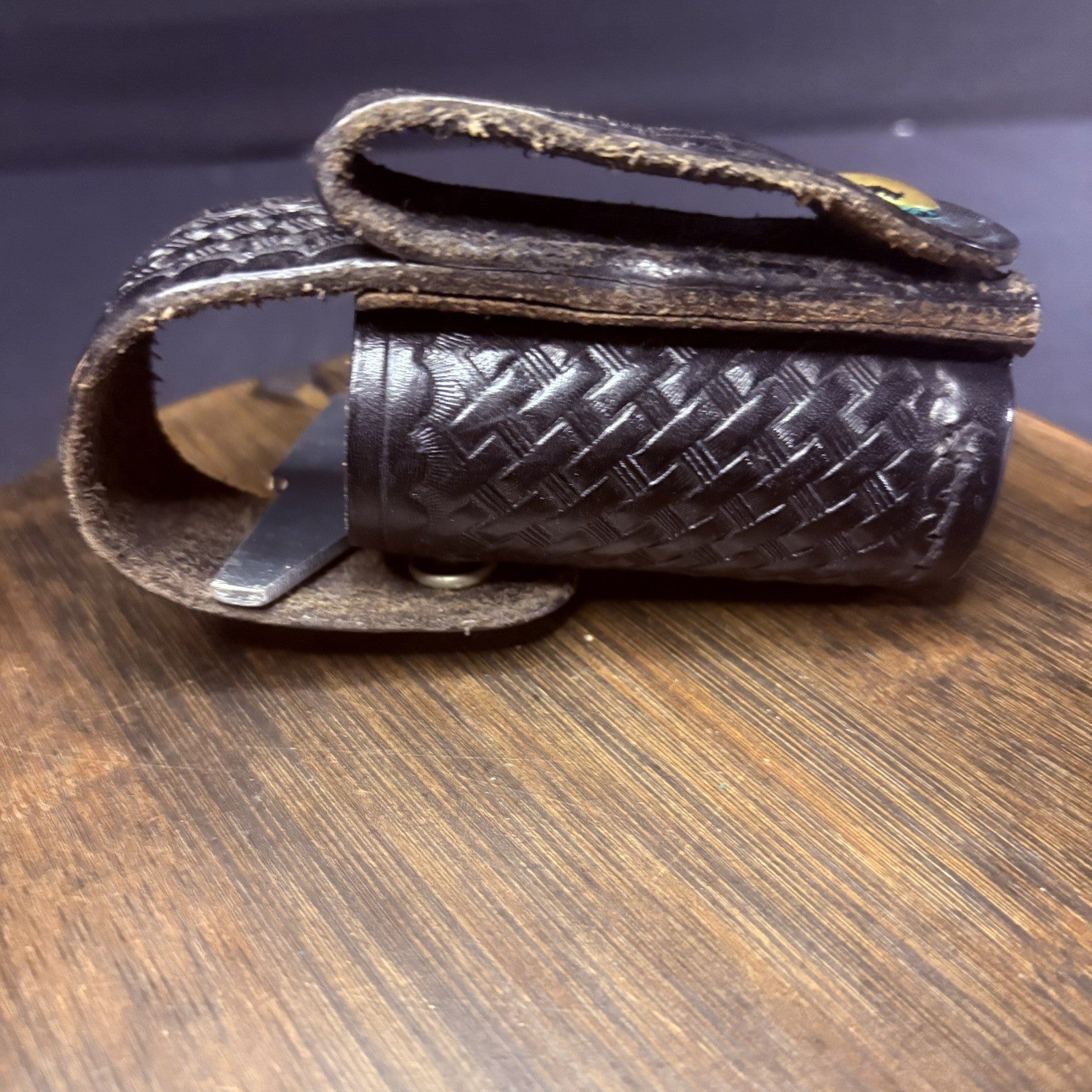 Vintage Tex Shoemaker Pepper Spray Pouch 92A M3 Leather Basketweave 5" USA Made8