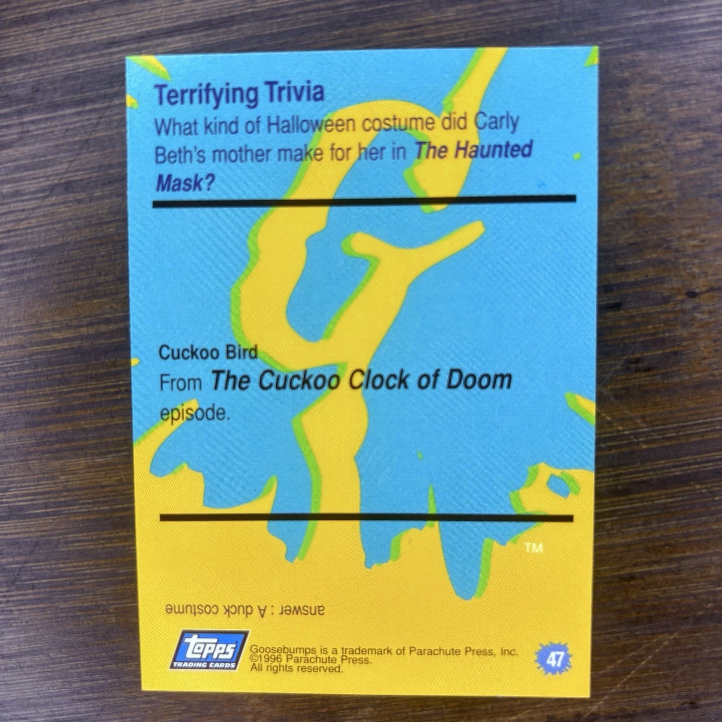 1996 Topps Goosebumps Cuckoo Bird #47 High Grade, See Photos1