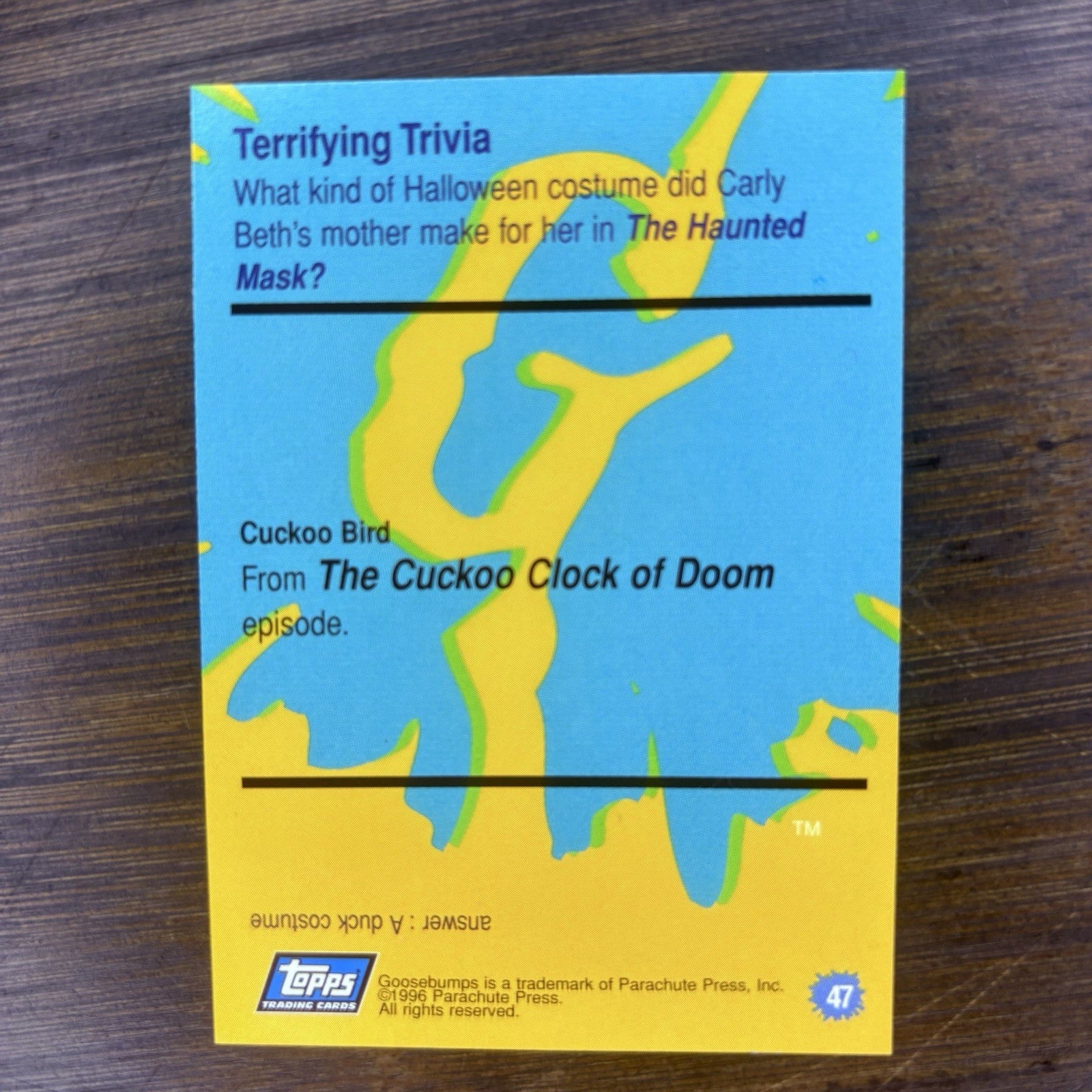 1996 Topps Goosebumps Cuckoo Bird #47 High Grade, See Photos1