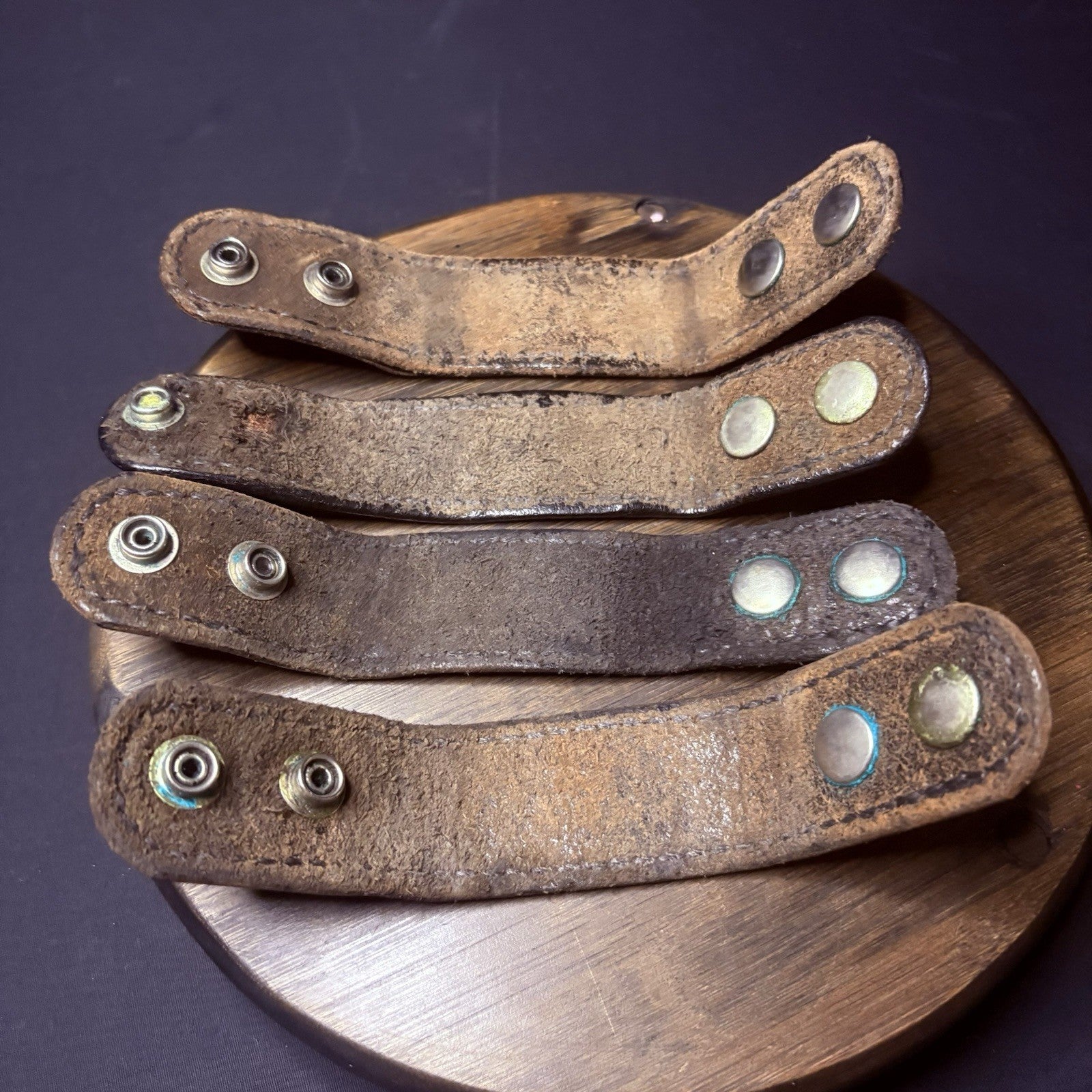 Thick Leather Duty Belt Keepers (4) With Hidden Double Snaps Black Basket Weave6