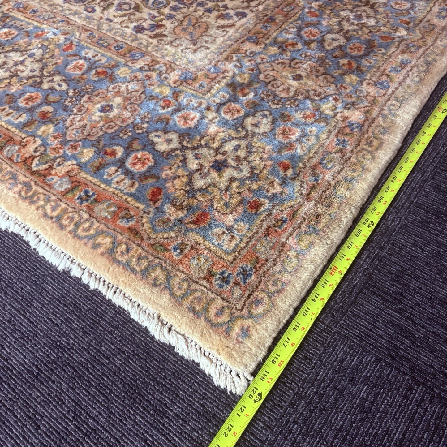 Antique Hand Knotted Rug 8'x10' Pastel Colors 289 KPSI Open Field Medallion15