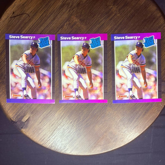 (Lot Of 3) 1989 Donruss # 29 STEVE SEARCY RATED ROOKIE Detroit Tigers Knoxville0