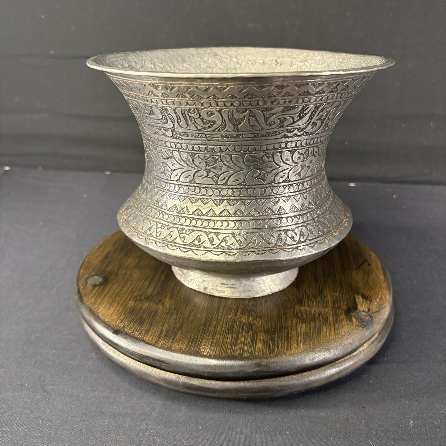 Copper Vessel Hand Hammered Islamic Calligraphy Tinned Qajar Era Late 1800s0