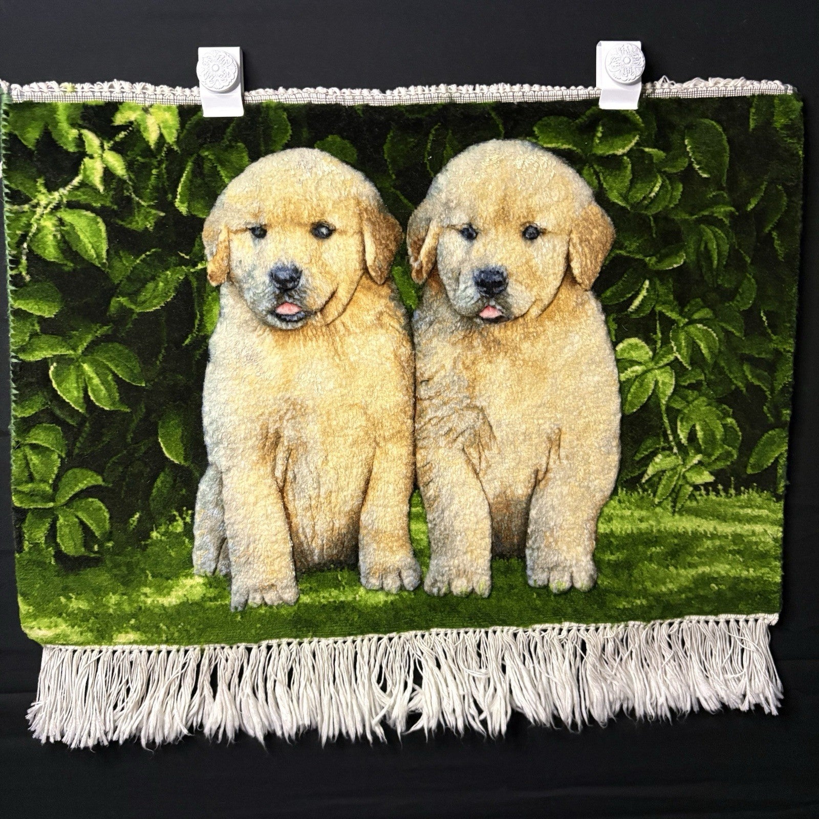 Persian Pictorial Rug 3D Puppy Hand Knotted 24”x17” 224KPSI w/Free Rug Hangers0