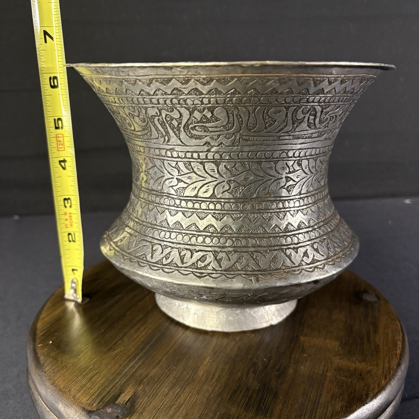 Copper Vessel Hand Hammered Islamic Calligraphy Tinned Qajar Era Late 1800s5