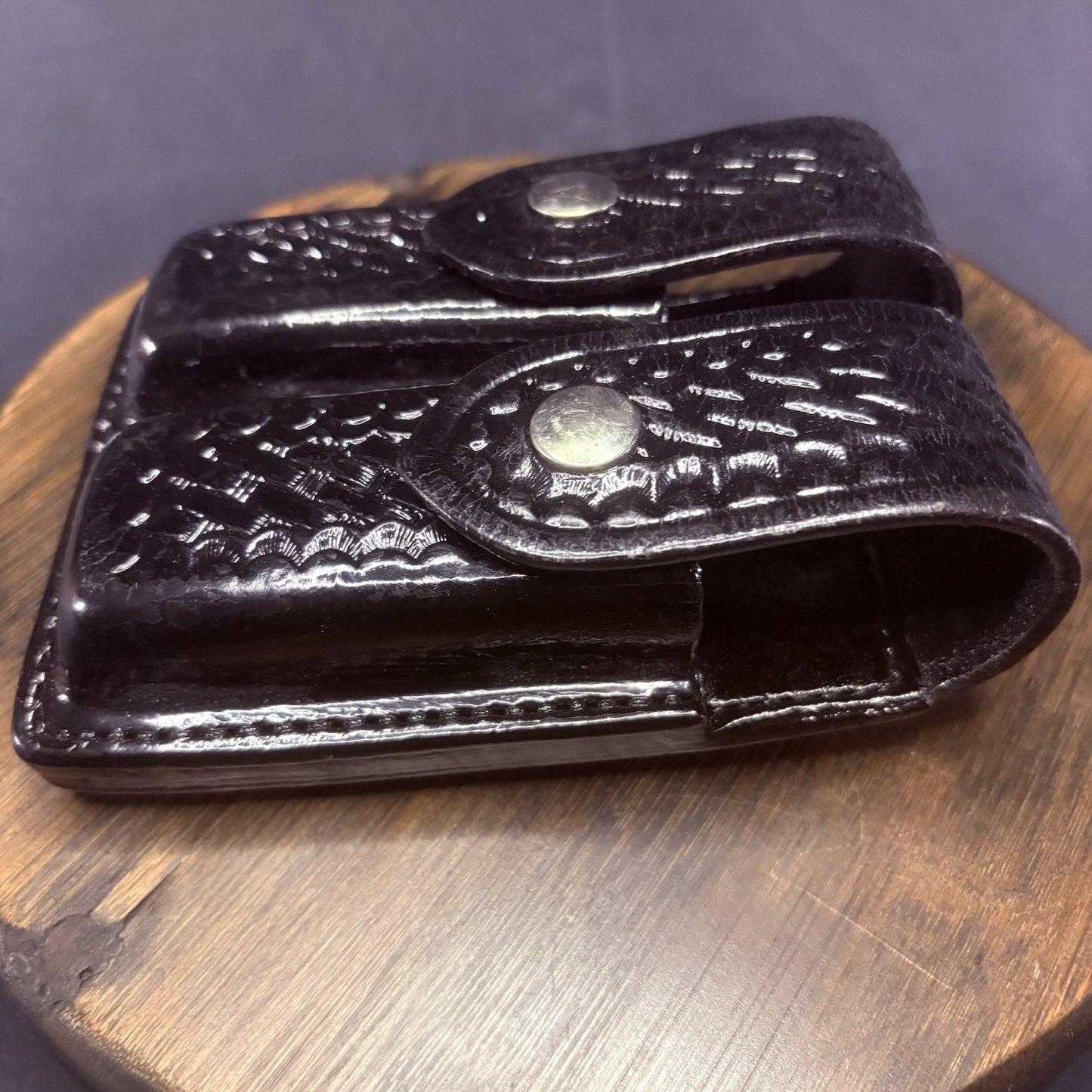 AKER 510-4 Double Magazine Carrier Pouch Double Stack .45 Basket Weave Leather5