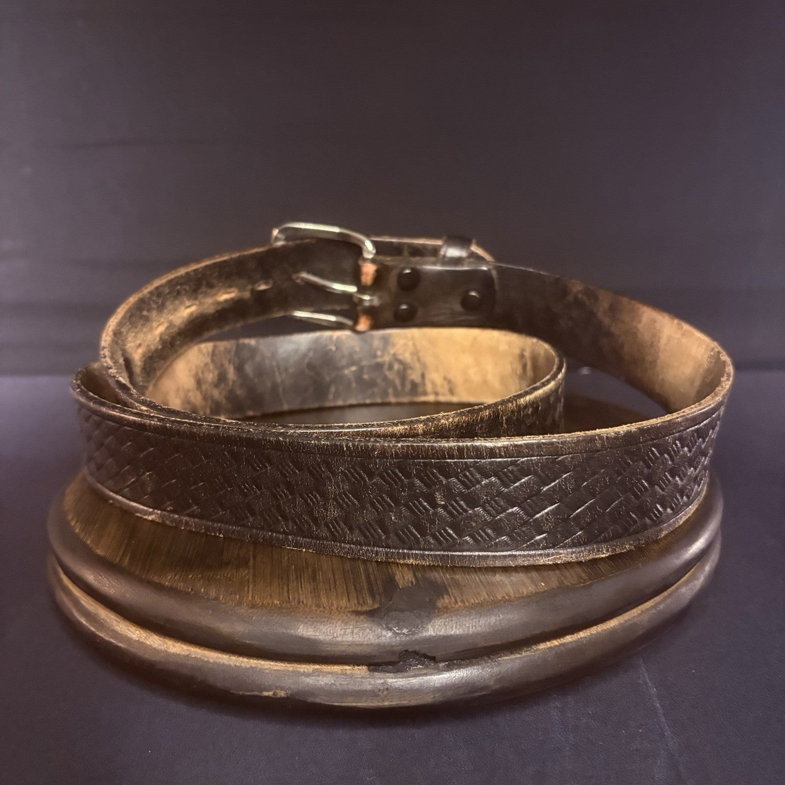 Duty Man Off Duty Belt Size 42" Chrome Buckle Basketweave Leather (6505-01)4