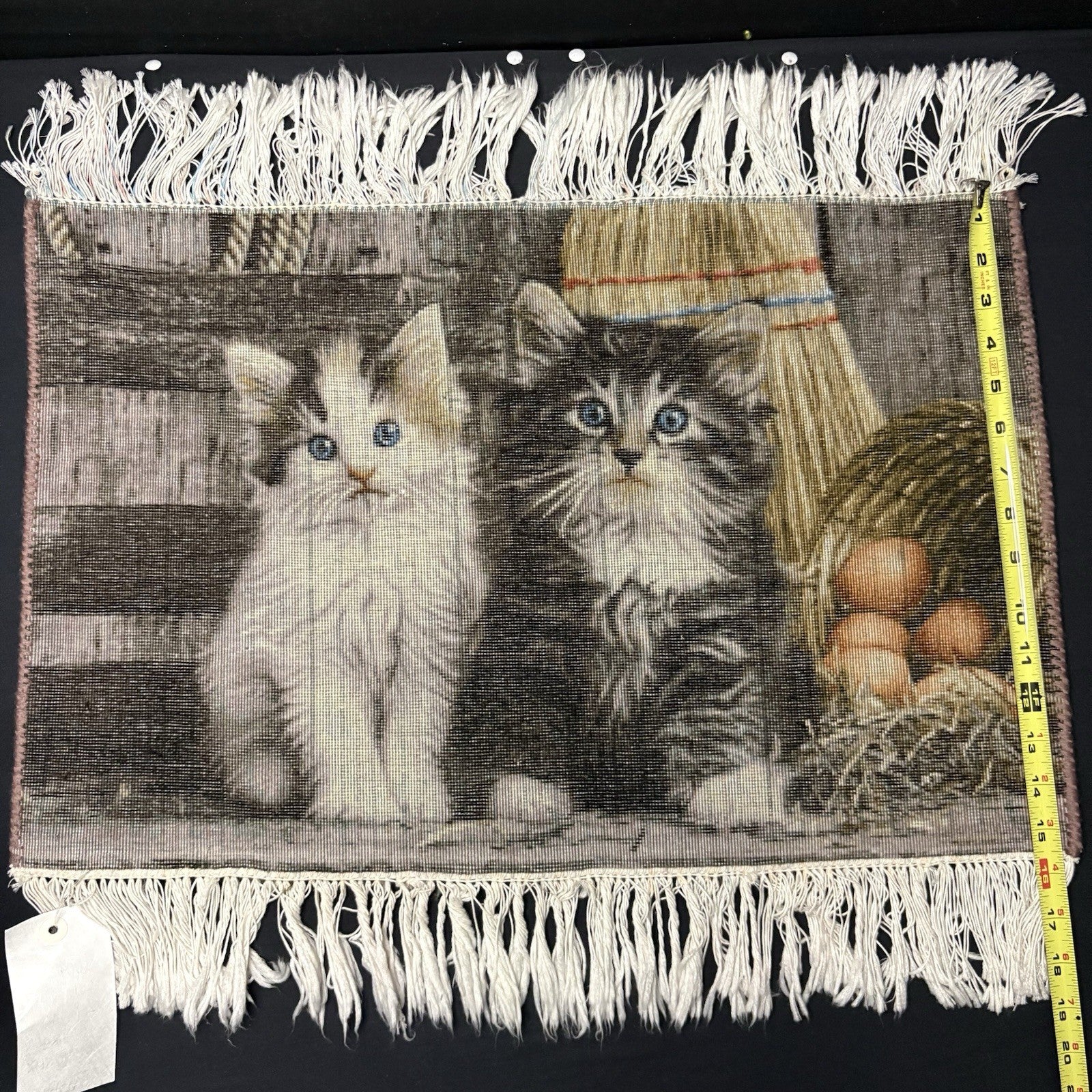 Persian Pictorial Rug 3D Kittens Tabrizz Hand Knotted 24”x16” w/Rug Hangers15
