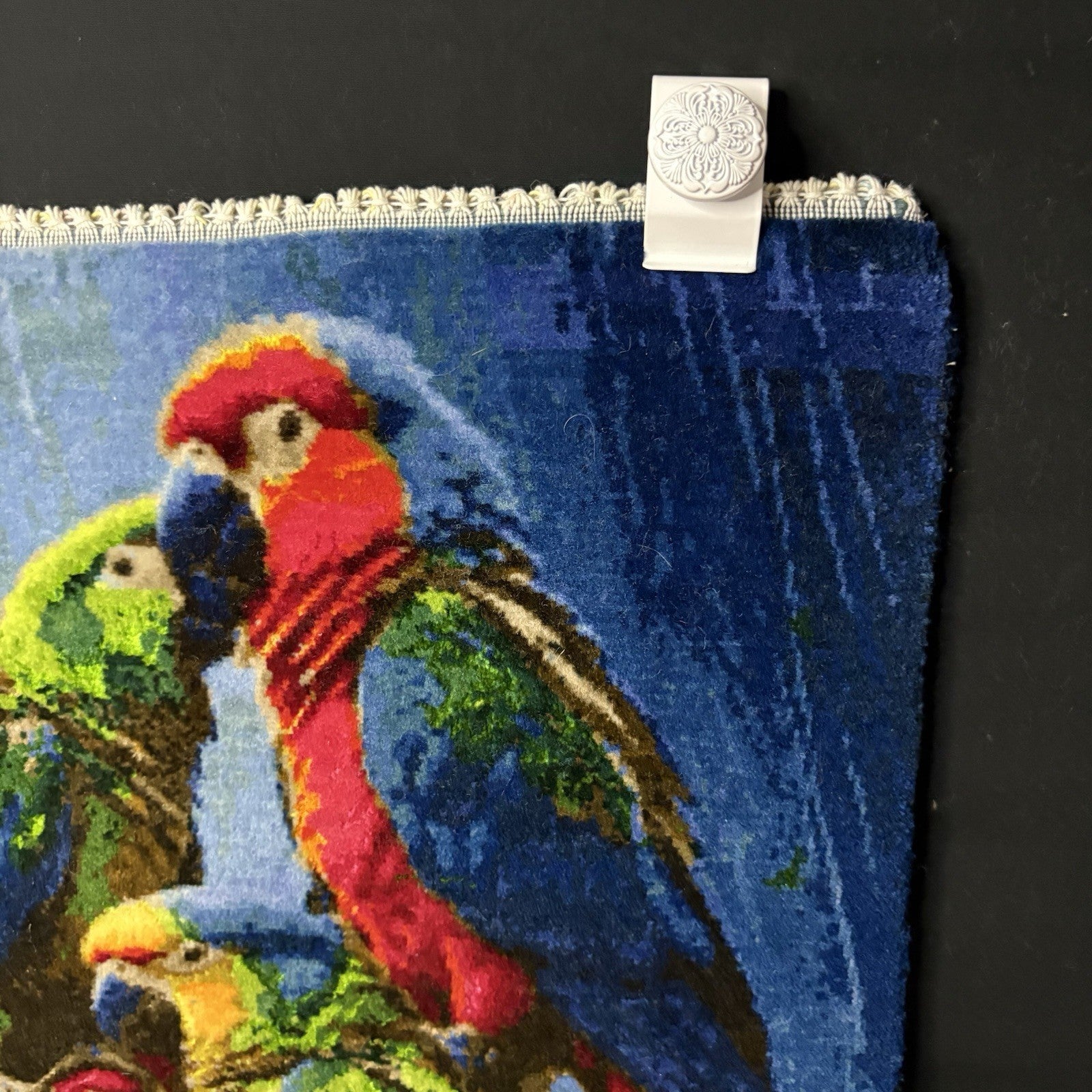 Pictorial Rug Bird Hand Knotted 24”x16” 60X40cm 304KPSI w/Rug Hangers12