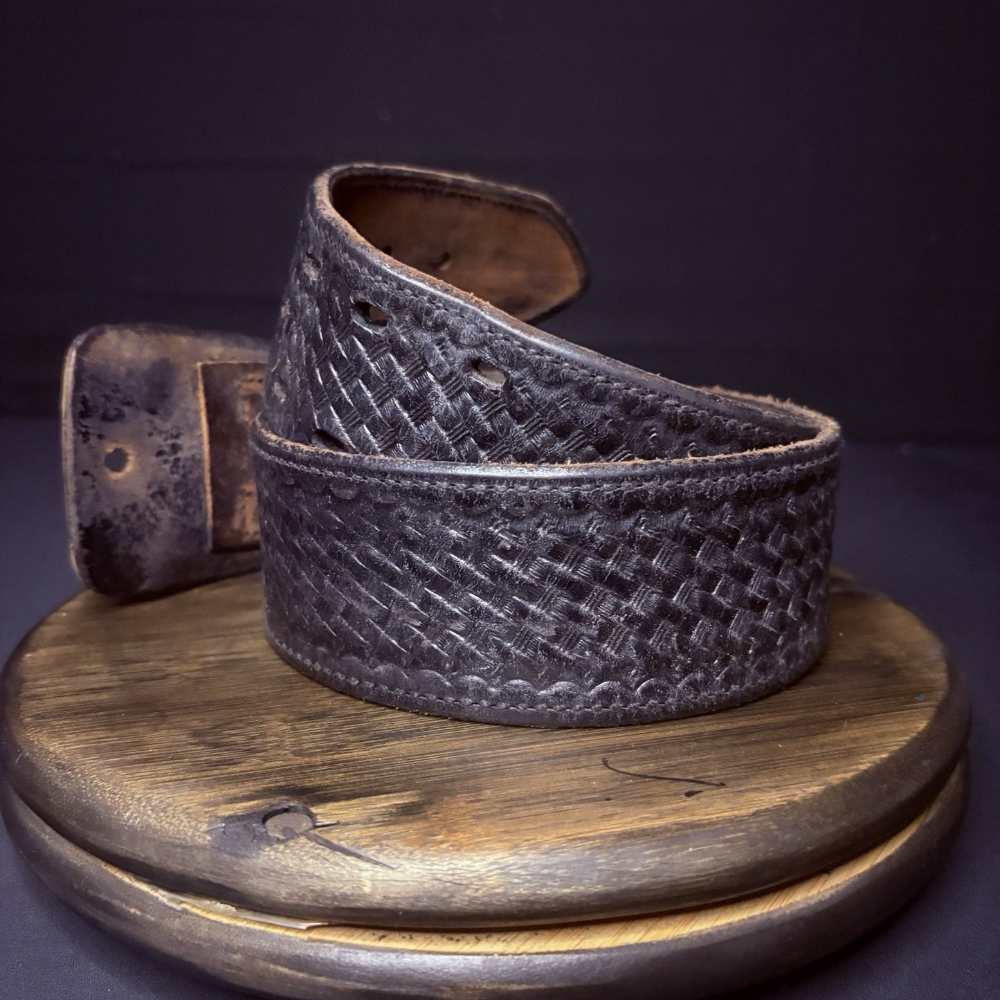 Bianchi Duty Belt (Size 32") Waist Black Basket Weave Leather2