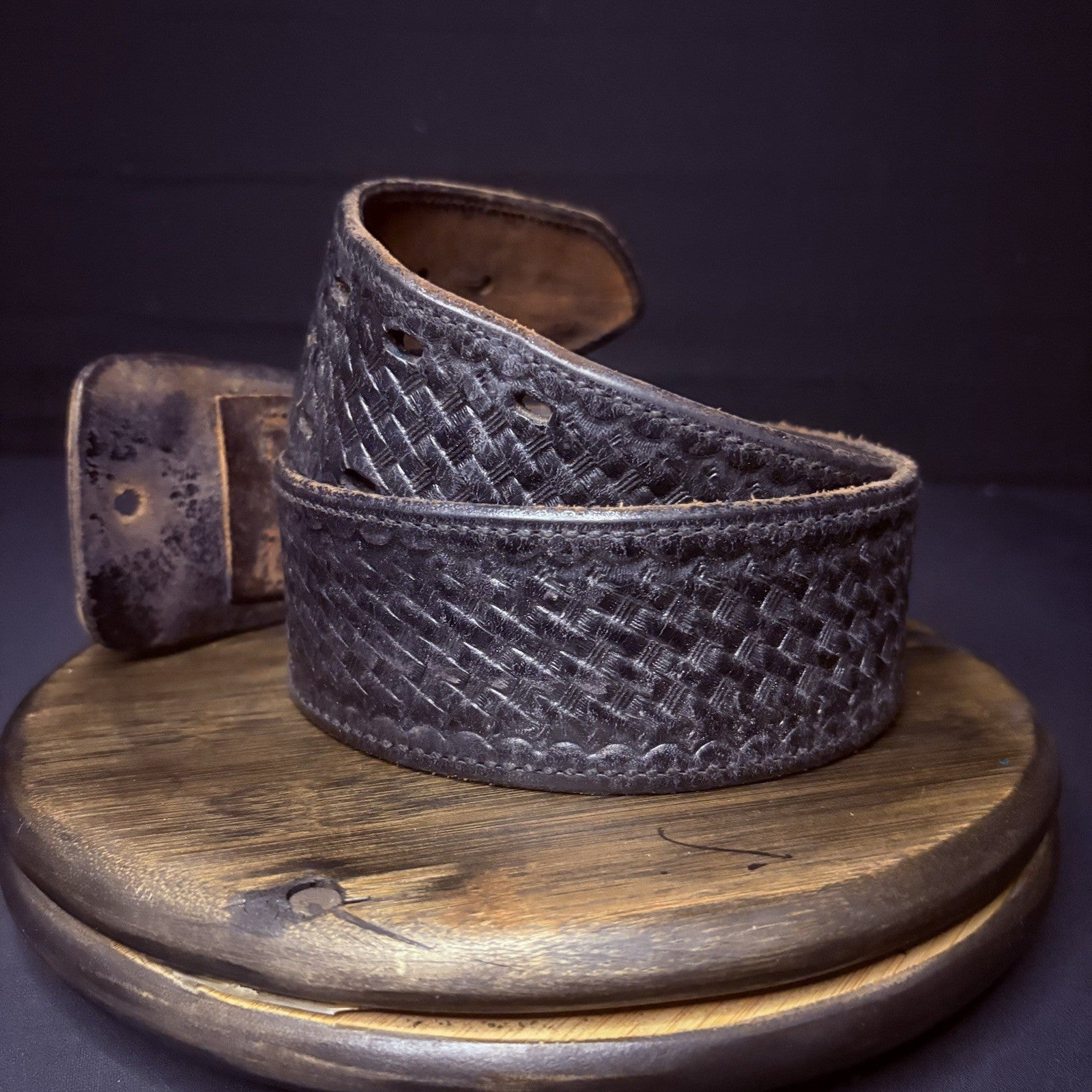Bianchi Duty Belt (Size 32") Waist Black Basket Weave Leather2