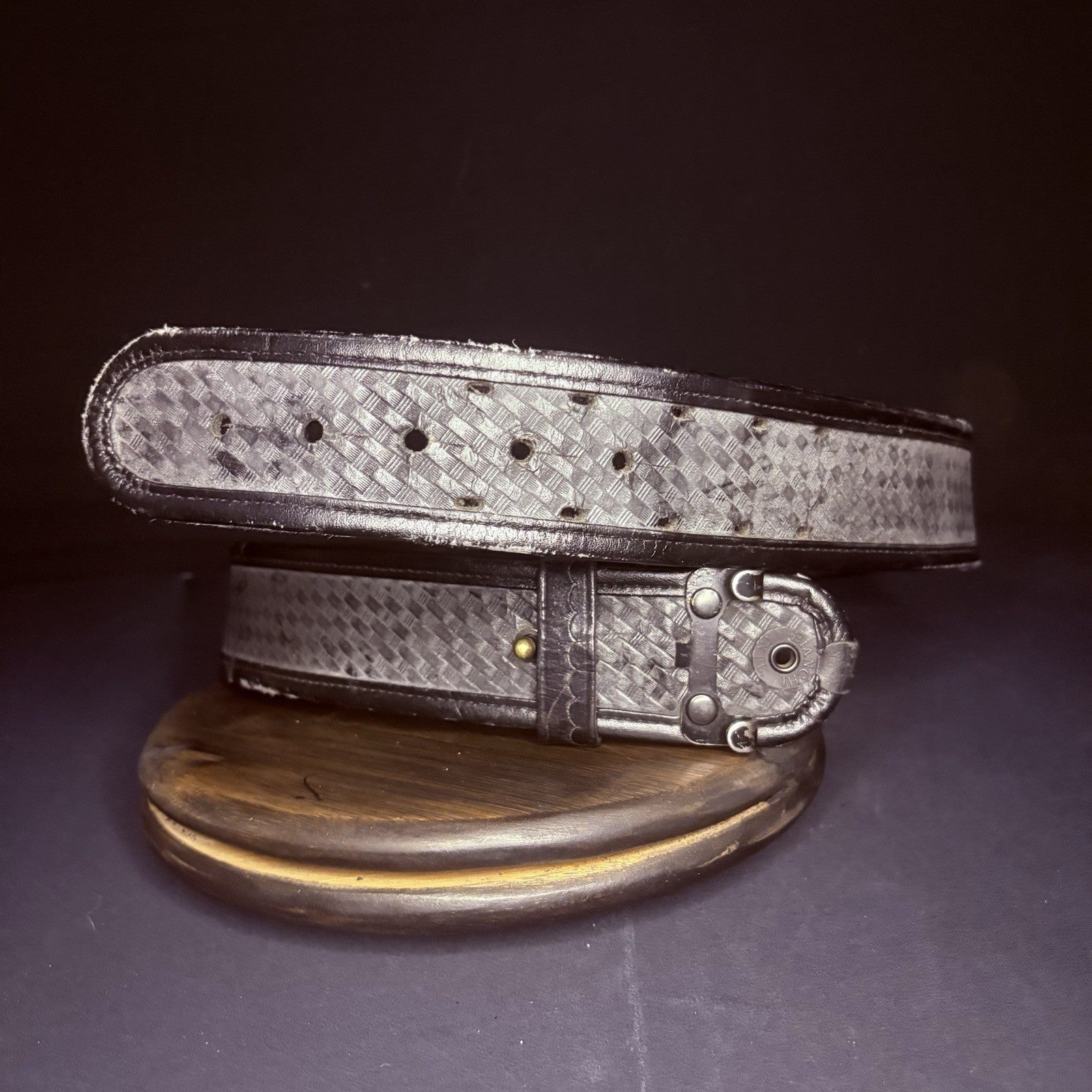 Bianchi Duty Belt (Size 40") Waist AccuMold Black Basket Weave Leather0