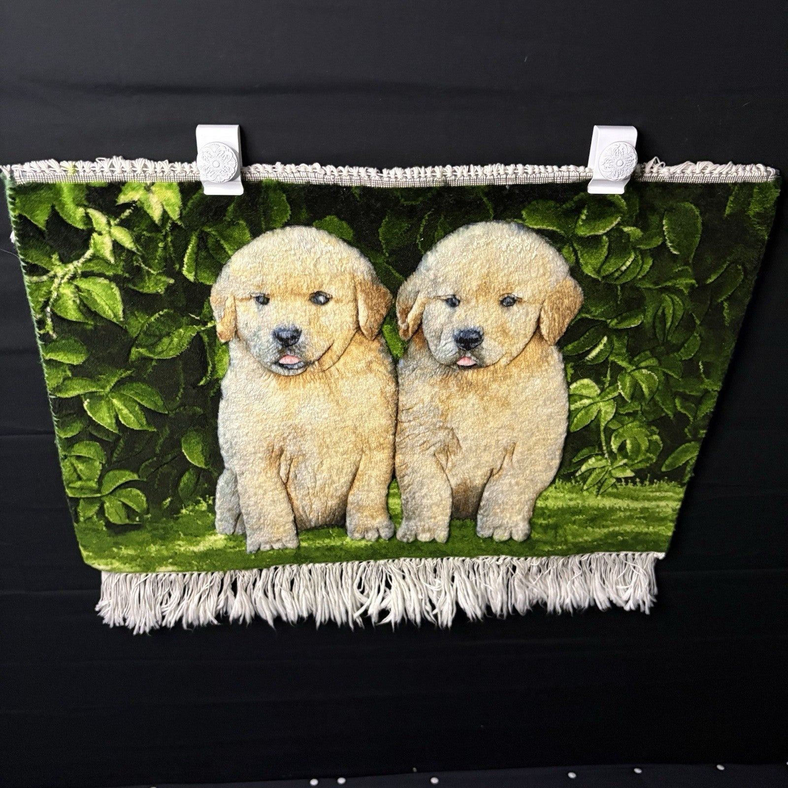 Pictorial Rug 3D Puppy Hand Knotted 24”x17” 224KPSI w/Free Rug Hangers12