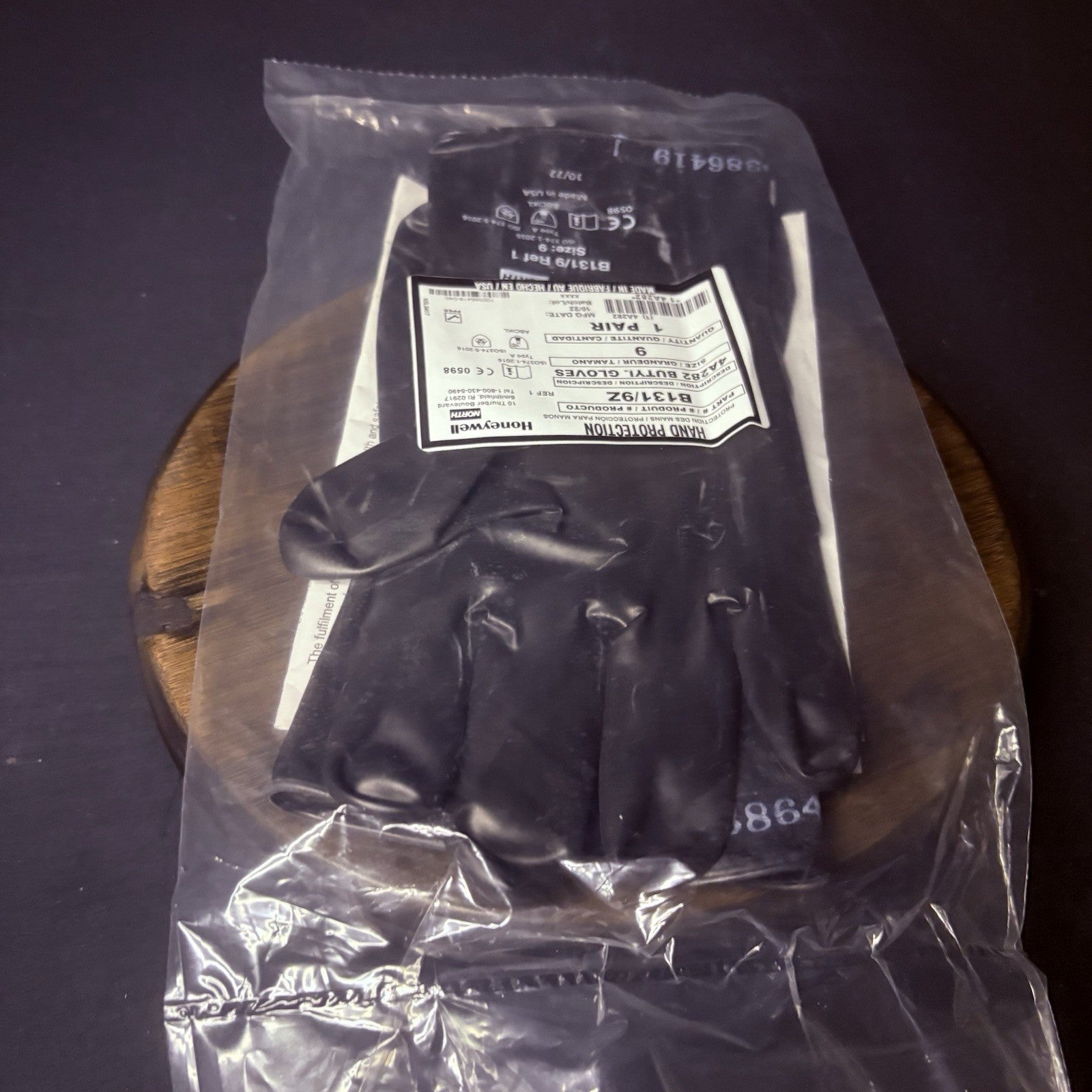 (2 Pack) Honeywell Butyl Gloves North B131/9 Chemical Resistant 13 Mil Sz 910