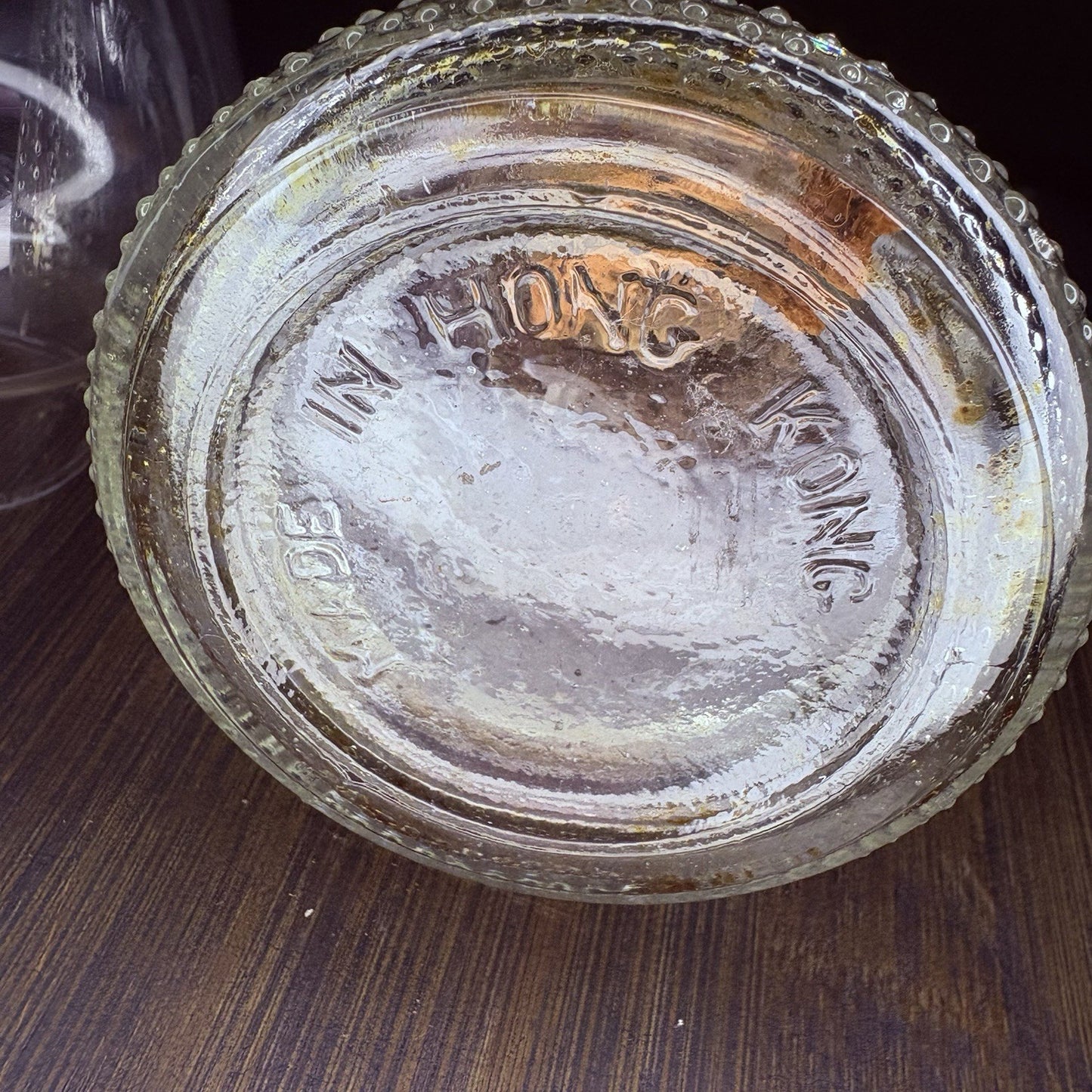 VTG Miniature Hurricane Lamp Clear w/ Hobnail Double Bubble Base Hong Kong Made6