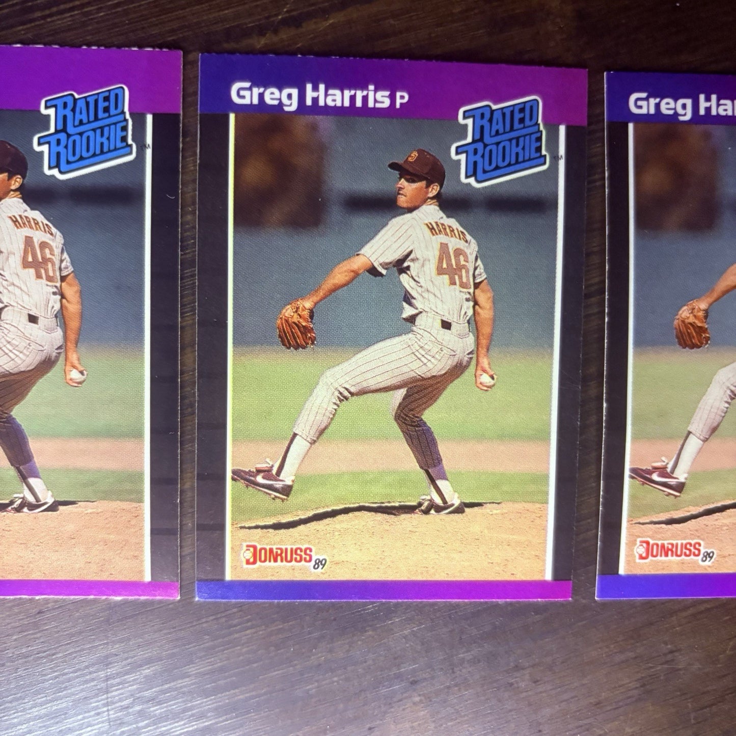 (Lot Of 3) 1989 Donruss #34 Greg Harris Rated Rookie San Diego Padres Pittsboro4
