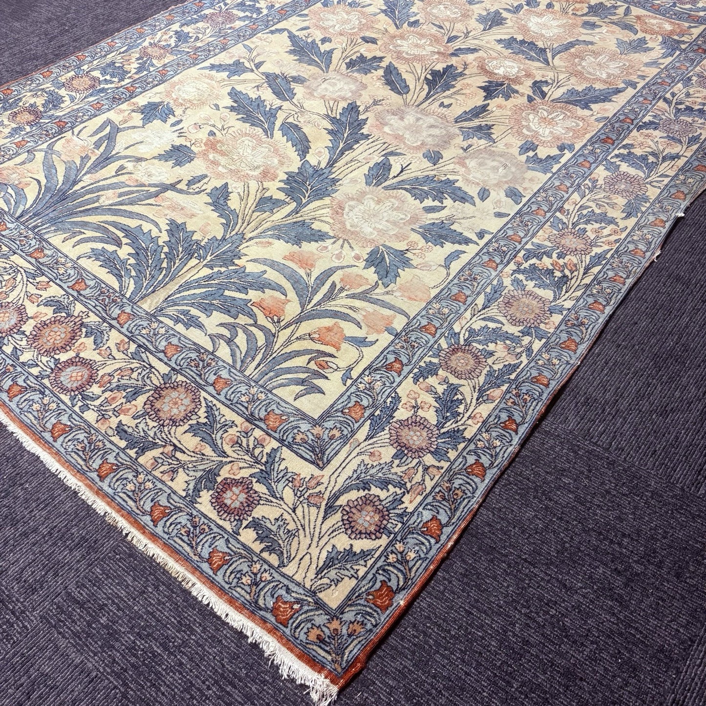 Semi-Antique Distressed  Hand Knotted Rug 5x7 Floral 306KPSI RARE Qomm Rug22