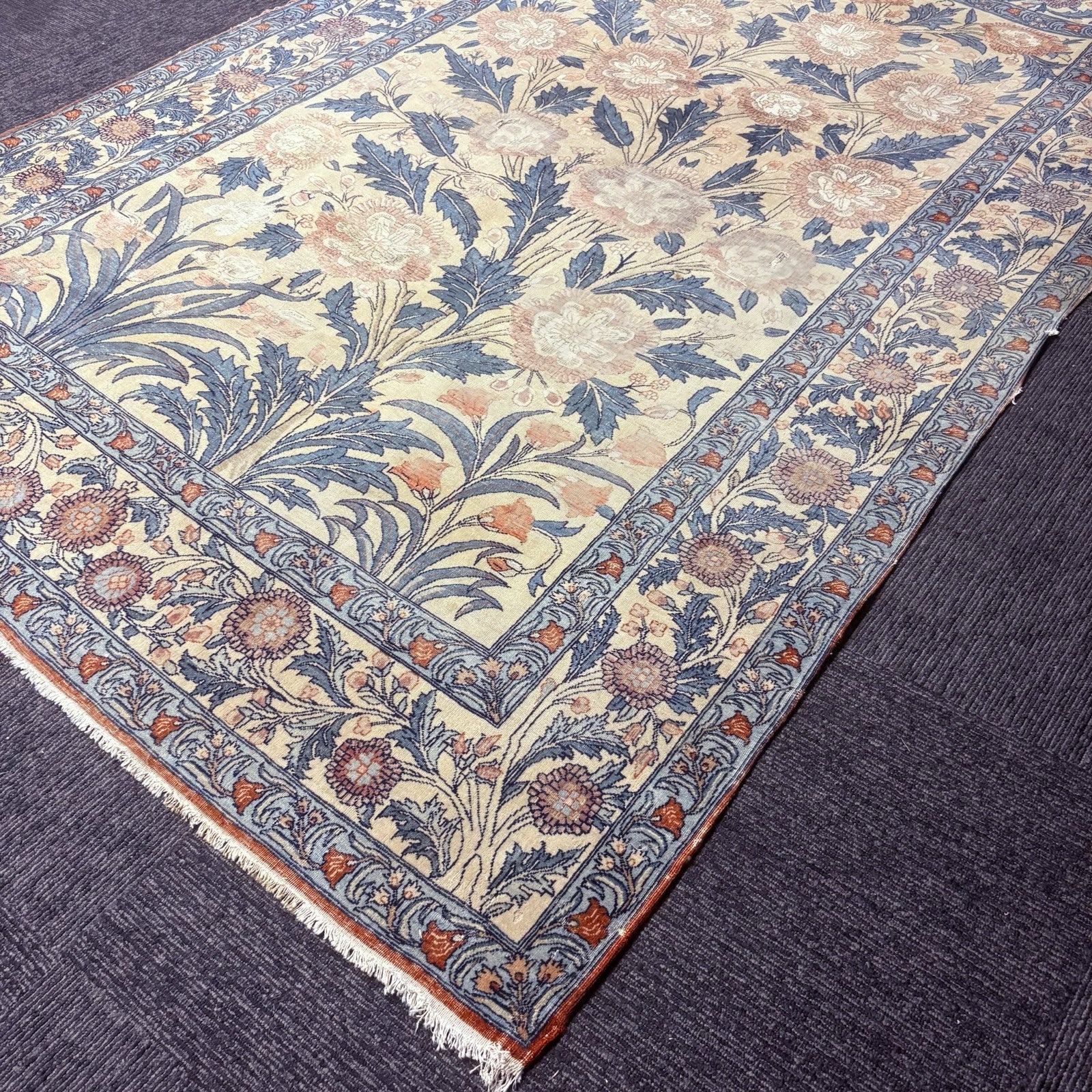 Semi-Antique Distressed  Hand Knotted Rug 5x7 Floral 306KPSI RARE Qomm Rug22