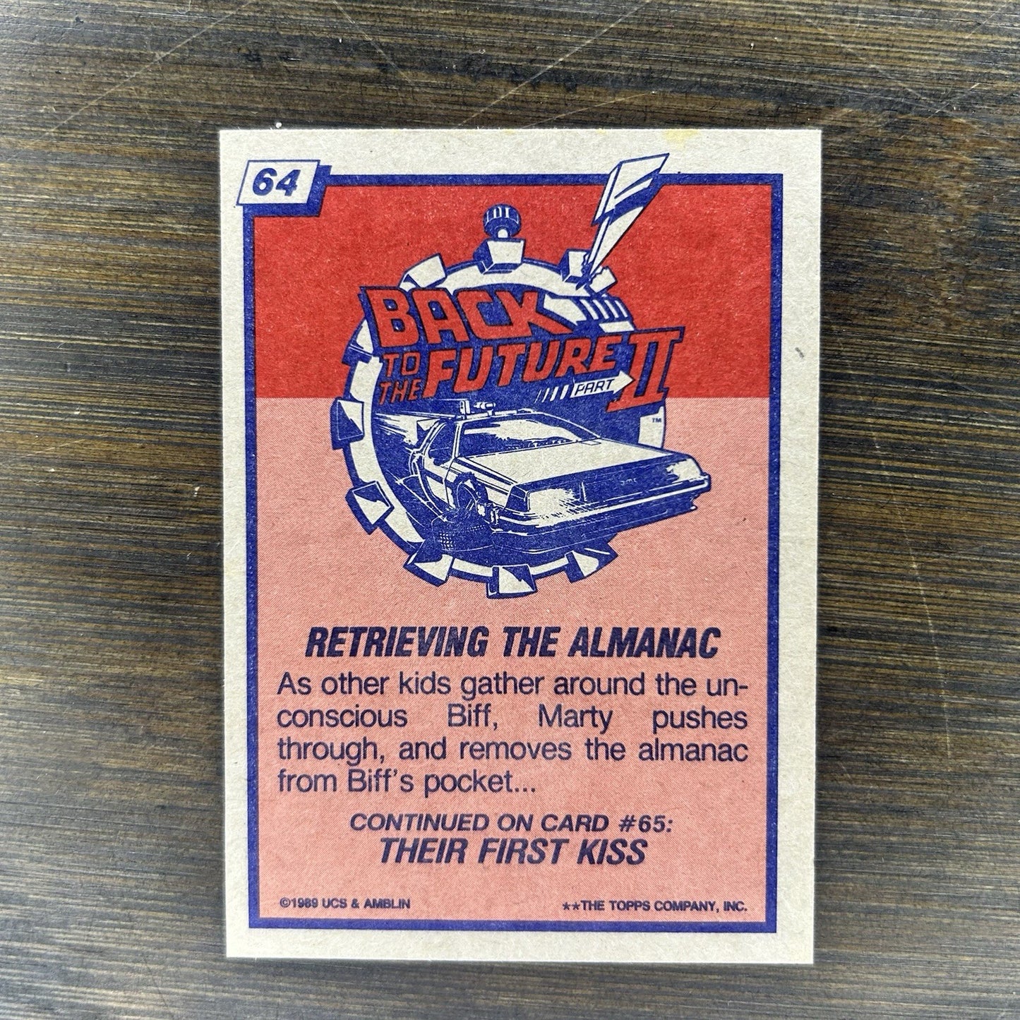 1989 Back To The Future Topps #64 Topps Trading Card "Retrieving The Almanac"1