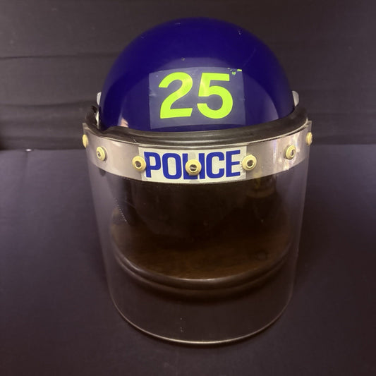 Vintage Police Riot Helmet Blue with Stickers & Face Shield One Size0